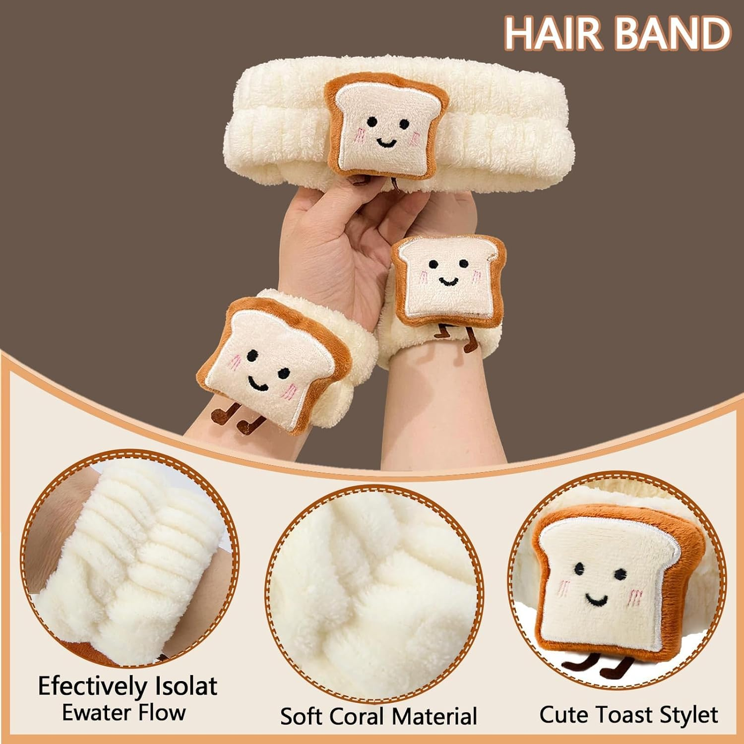 YUBBYSTU Wrist Bands Washing Face, Cosmetic Headband, Women'S Elastic Hair Bands for Skin Care, Elastic Headband, Dry Absorbent Wrist for Washing the Face image number 1