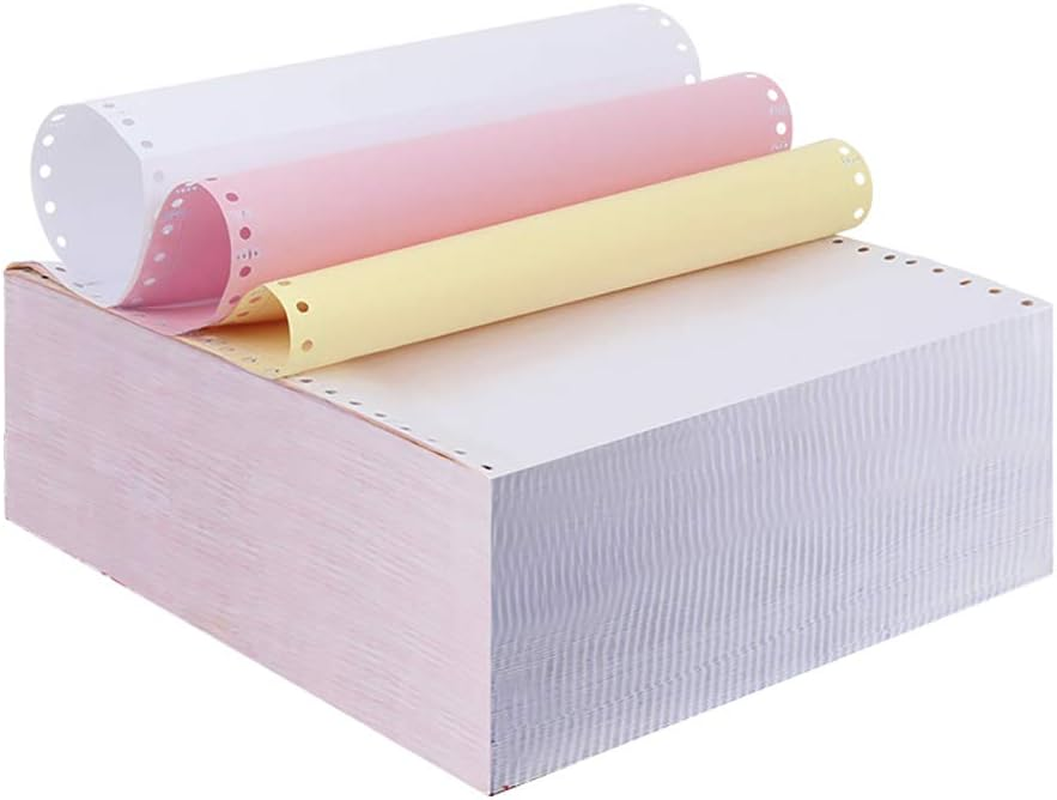 Firstzi 9-1/2 X 11 Inches Carbonless Continuous Forms Computer Paper, Printable NCR Copy Paper for Dot Matrix Printer, 1000 Count, 3-Ply 330 Sets, White/Pink/Yellow image number 6