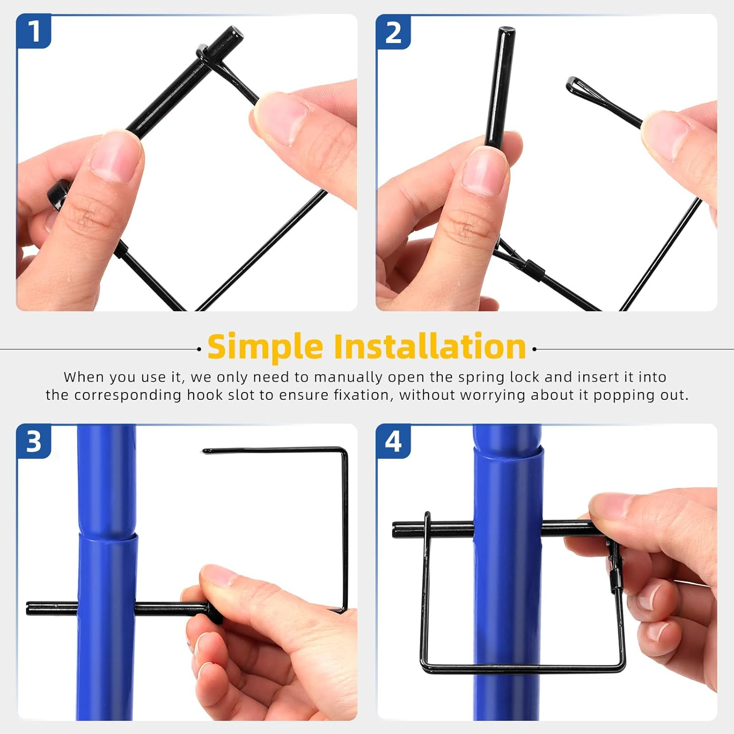Glarks 9Pcs 4.5/6/8/10/11Mm Lynch Pins and Square & Arch Shapes Wire Lock Pins Set, 3 Styles Hitch PTO Pins, Towing PTO Shaft Hitch Pins, Wire Lock Trailers Pins for Mechanics, Cars image number 6