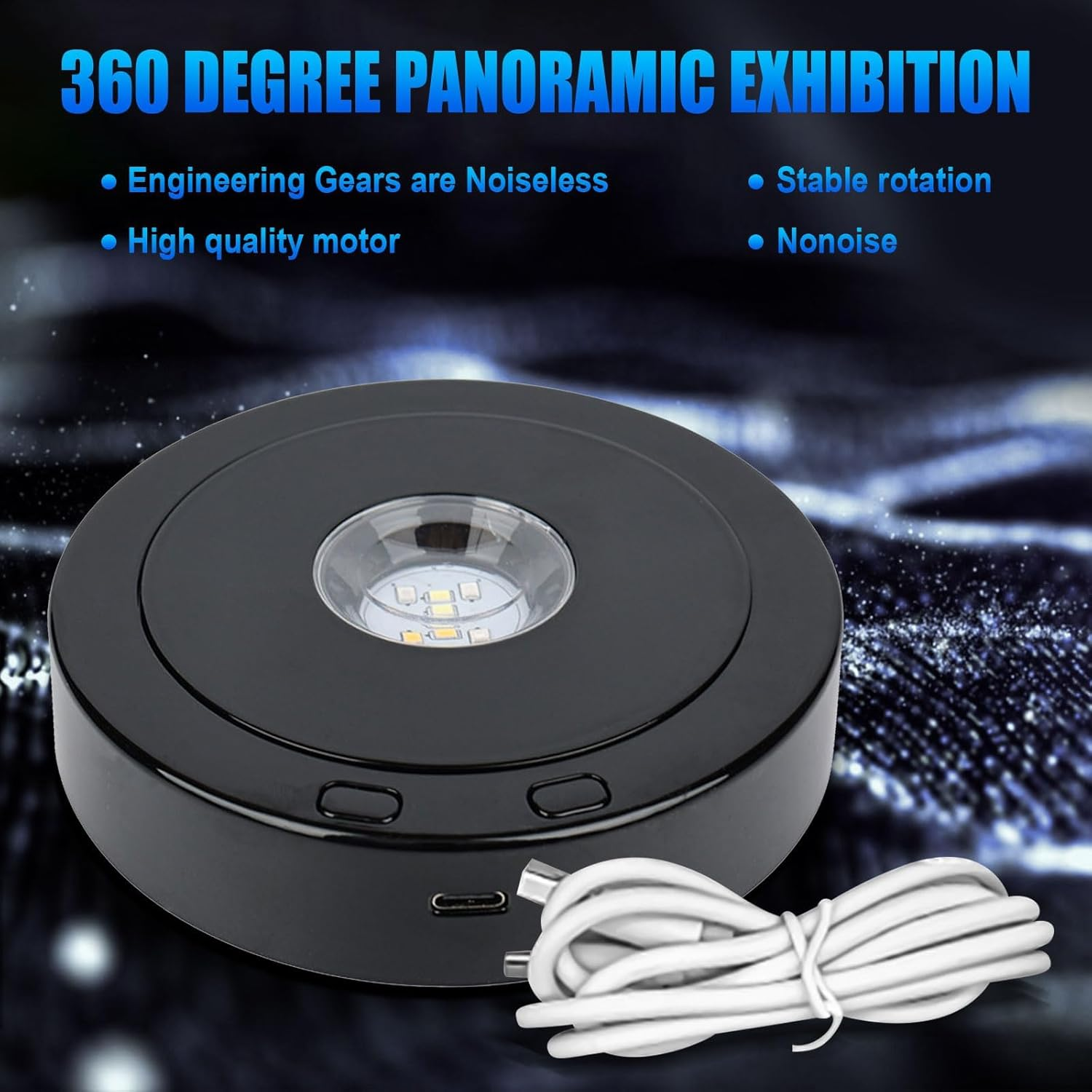 Dcvbny Rotatable round LED Light Base, 4 Revolving & 8 Light Modes, Black Led Display Stand, Multi-Color Rotating Base for Crystal Statues Glass Ball Glass Art image number 5