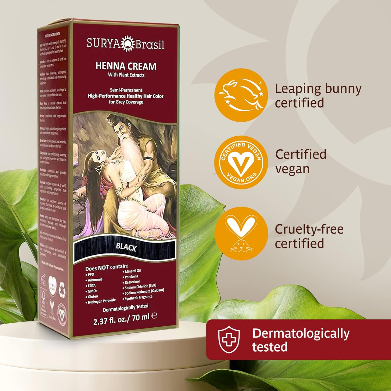 Surya Brasil - Henna Cream Hair Coloring Black - 2.37 Fl. Oz. image number 3