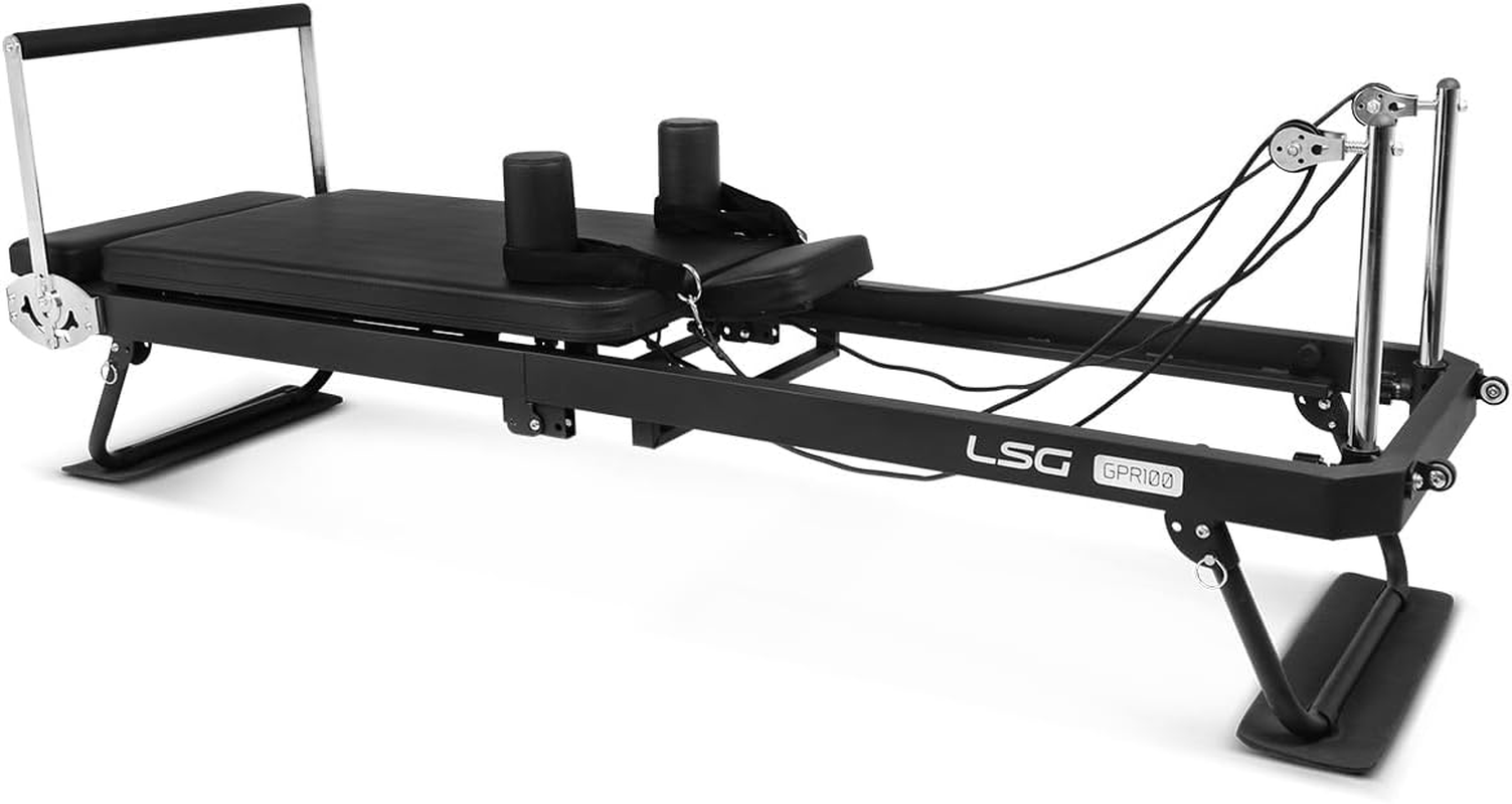 LSG GPR100 Foldable Pilates Reformer Machine 4 Spring & 5 Latex Cord Steel Frame image number 2