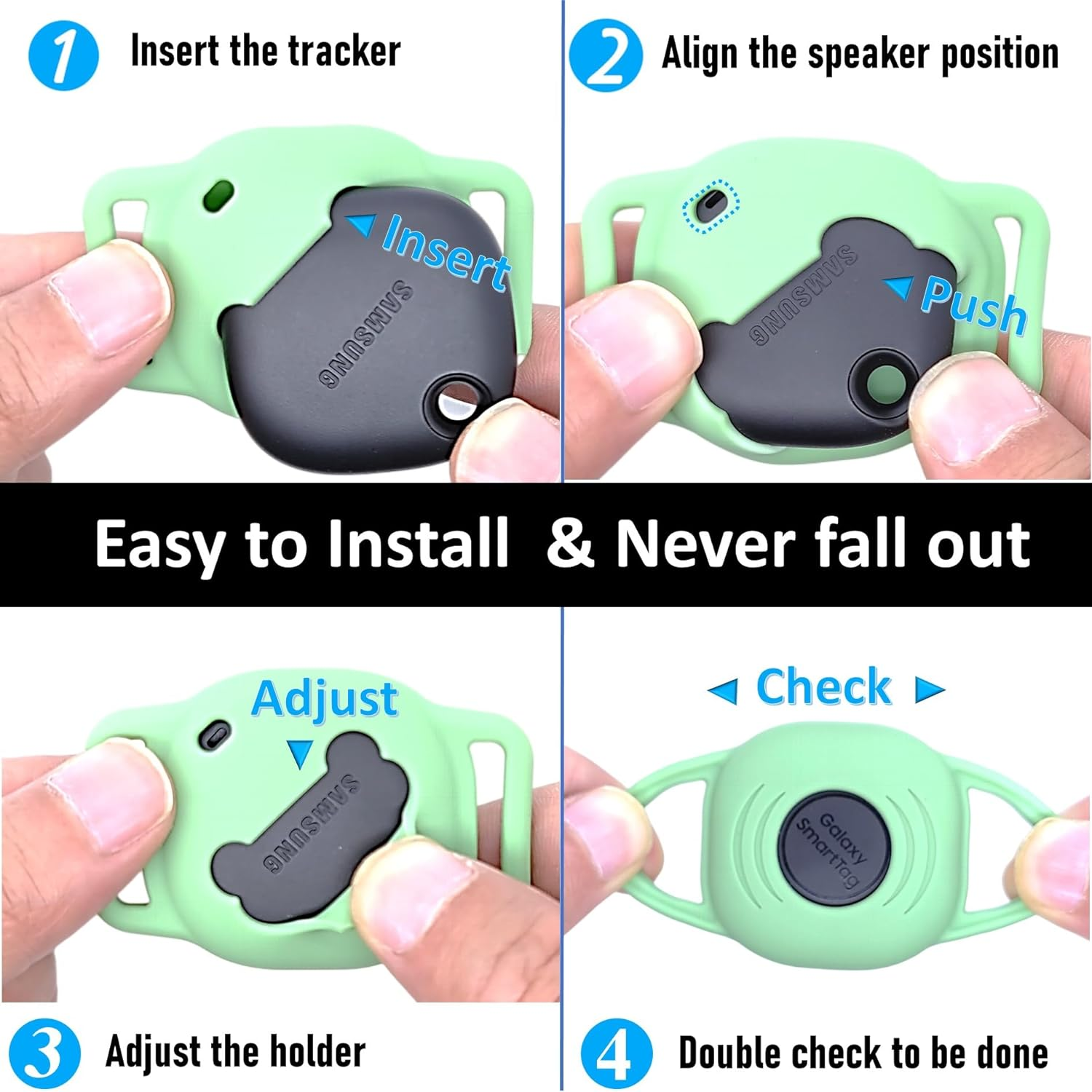 Silicone Case for Galaxy Smarttag for Dog, Slim Sleeve for Samsung Smart Tag+Plus Tracker for Pet Collar, Itag Sleeve Accessories Finder for Cat Necklace Dropper, Secure Holder for Kids (4 Pack) image number 2