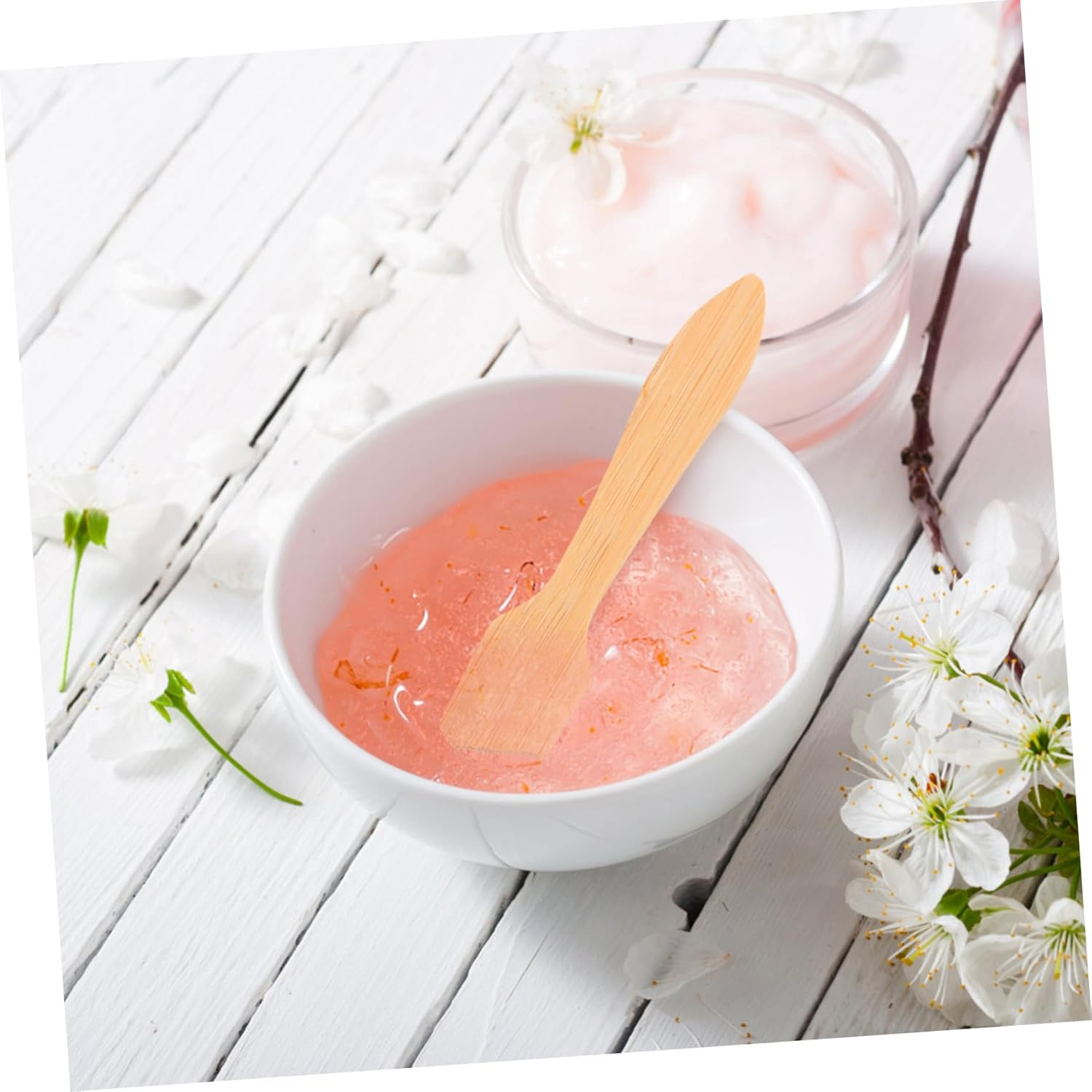 COMPUKAS 5Pcs Mini Bamboo Makeup Spatula Lightweight Portable Cosmetic Scraper for Beauty Routine Easy to Clean Applicator Suitable for All Skin Types image number 2