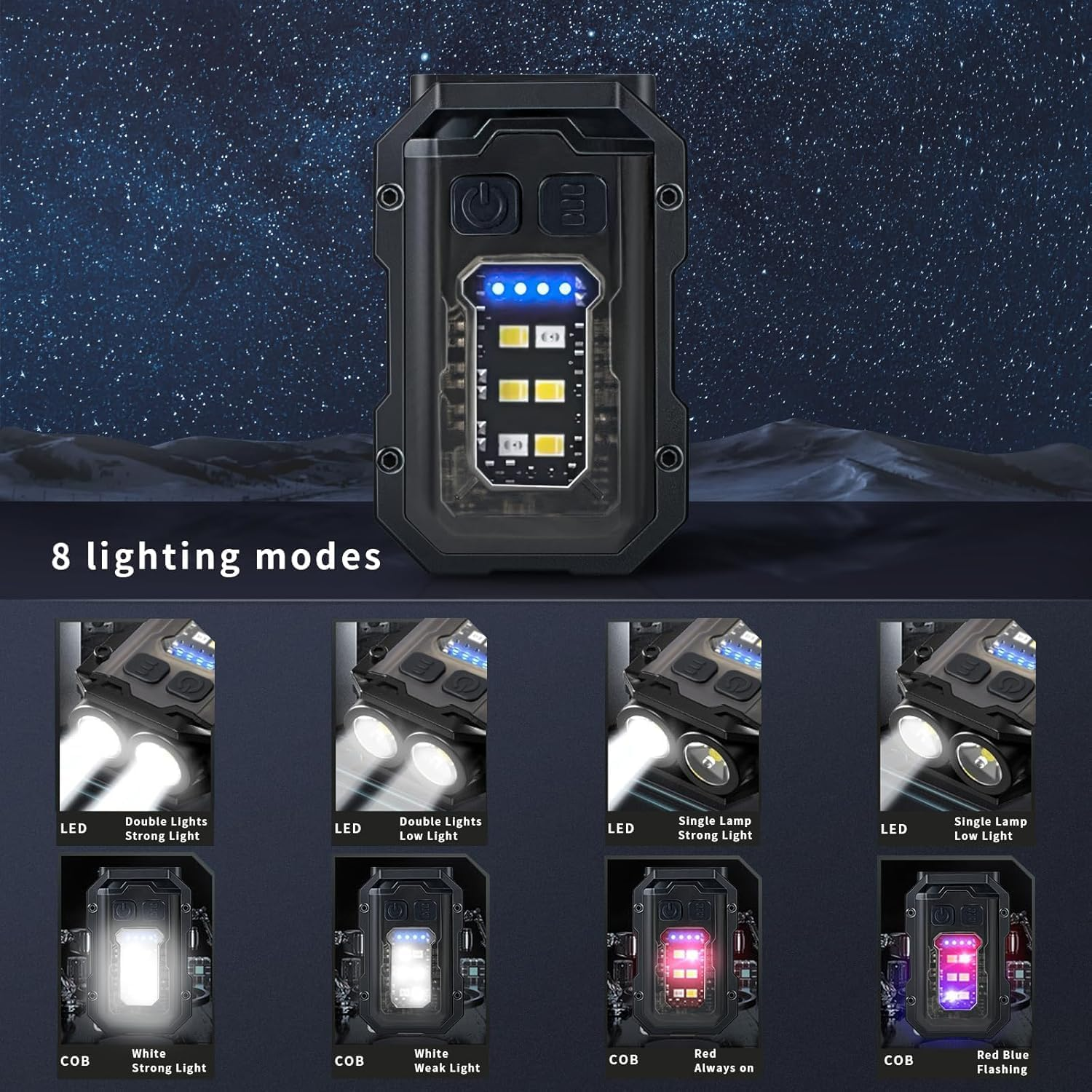 Flashlight, USB Rechargeable Lightweight, LED Keychain Flashlight, Portable Super Bright Light, Water Resistant, Lightweight and Durable, for Emergencies, Camping, Hiking, and Daily Use