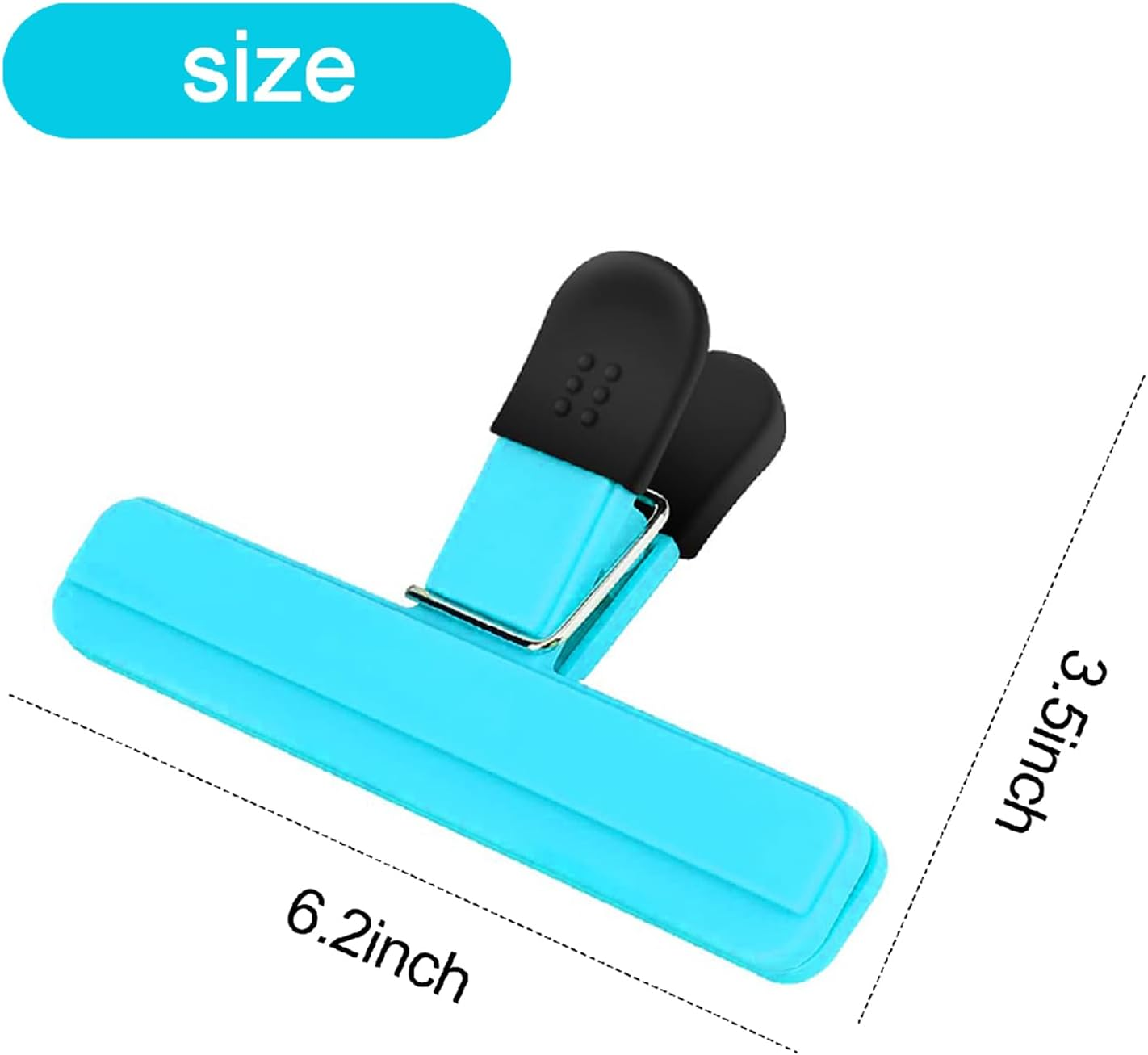 Heatunk Set of 6 Large Heavy Duty Chip Bag Clips - Assorted Colors, Durable Plastic Seal Grip - 6.2 X 3.5 Inch