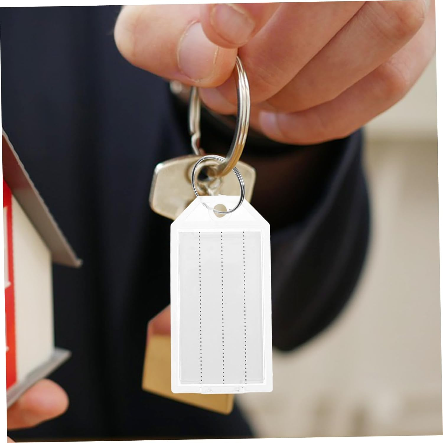 SHINEOFI 100Pcs Blank Plastic Key Tags Luggage Tag Keyring Labels for Travel Gear Suitcase Identification image number 6