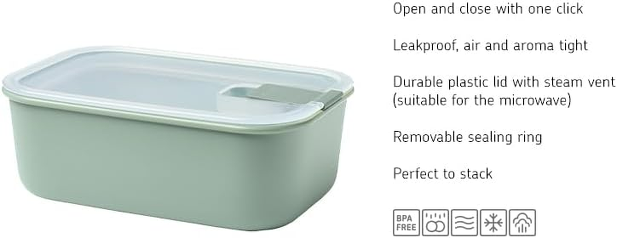 Mepal Easyclip Food Storage Container - Bowl with Lid & Click Lock - Suitable for Microwave, Steamer, Fridge and Freezer - Airtight & Leak-Proof - 700 Ml - Nordic Black image number 2