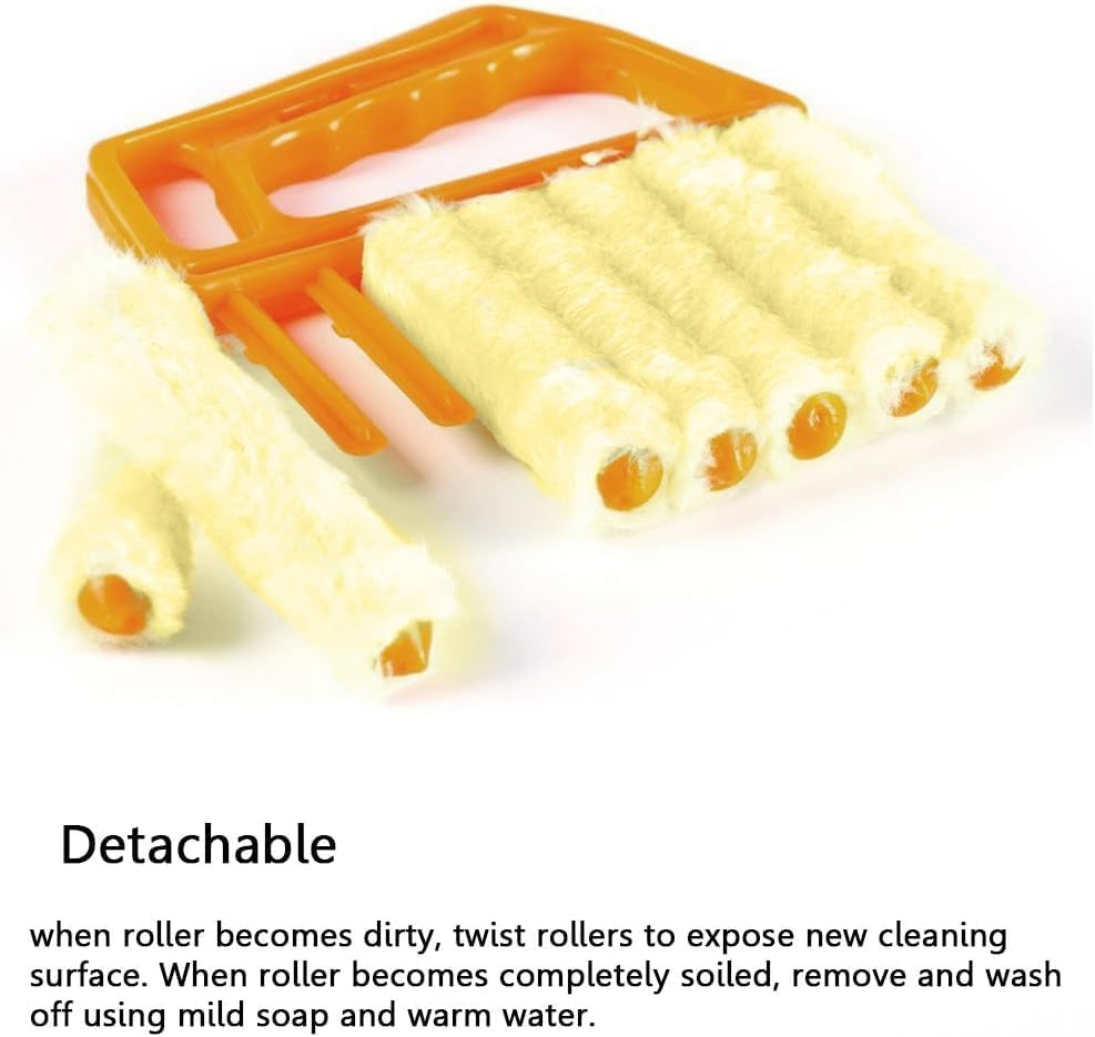 Blind Cleaner Brush, Blinds Dust Shutters, Mini Washable & Removable Window Air Conditioner Duster with 7 Slat Handheld Household Kitchen Cleaning Tools (Yellow, One Size) image number 2