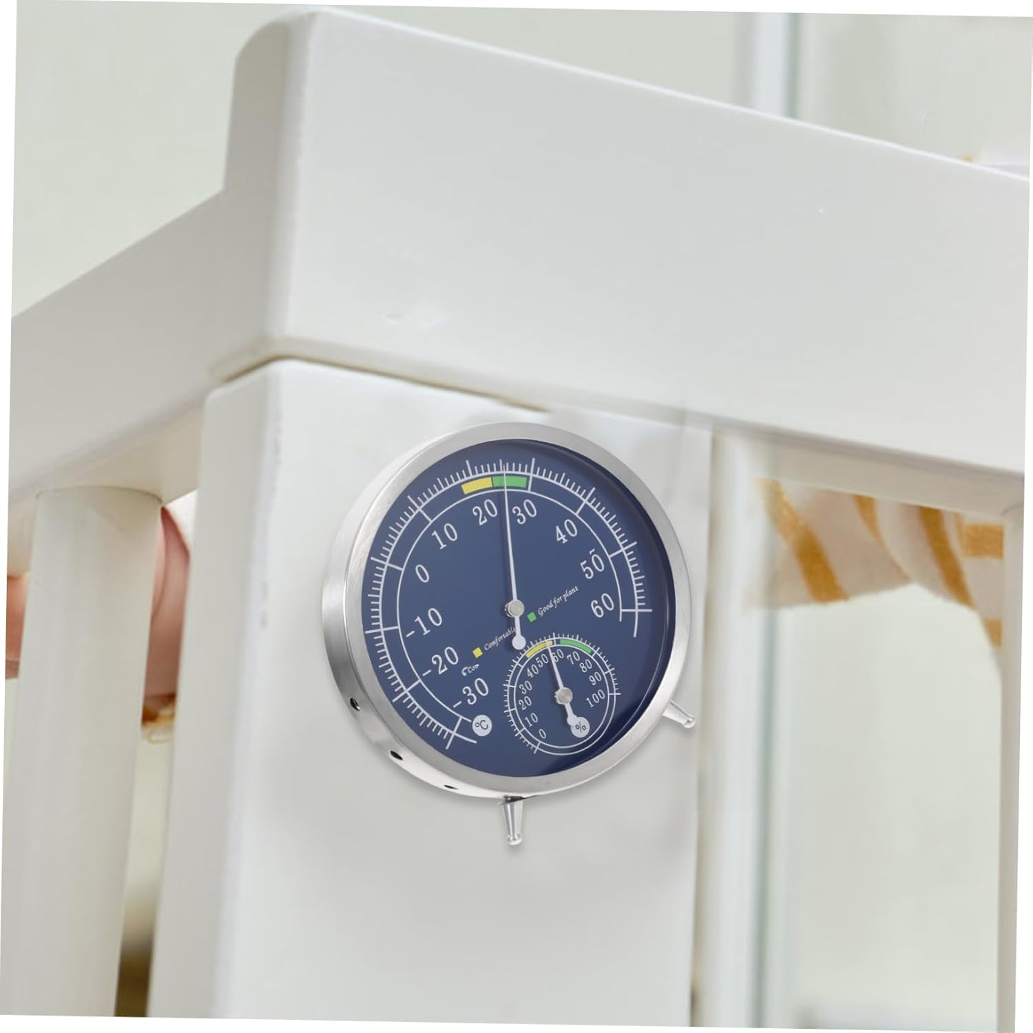 Jojofuny Analog Wall Hygrometer Stainless Steel Indoor Temperature Humidity Gauge with Dual Tabletop and Wall Mount for Accurate Home and Sauna Environment Monitoring image number 2