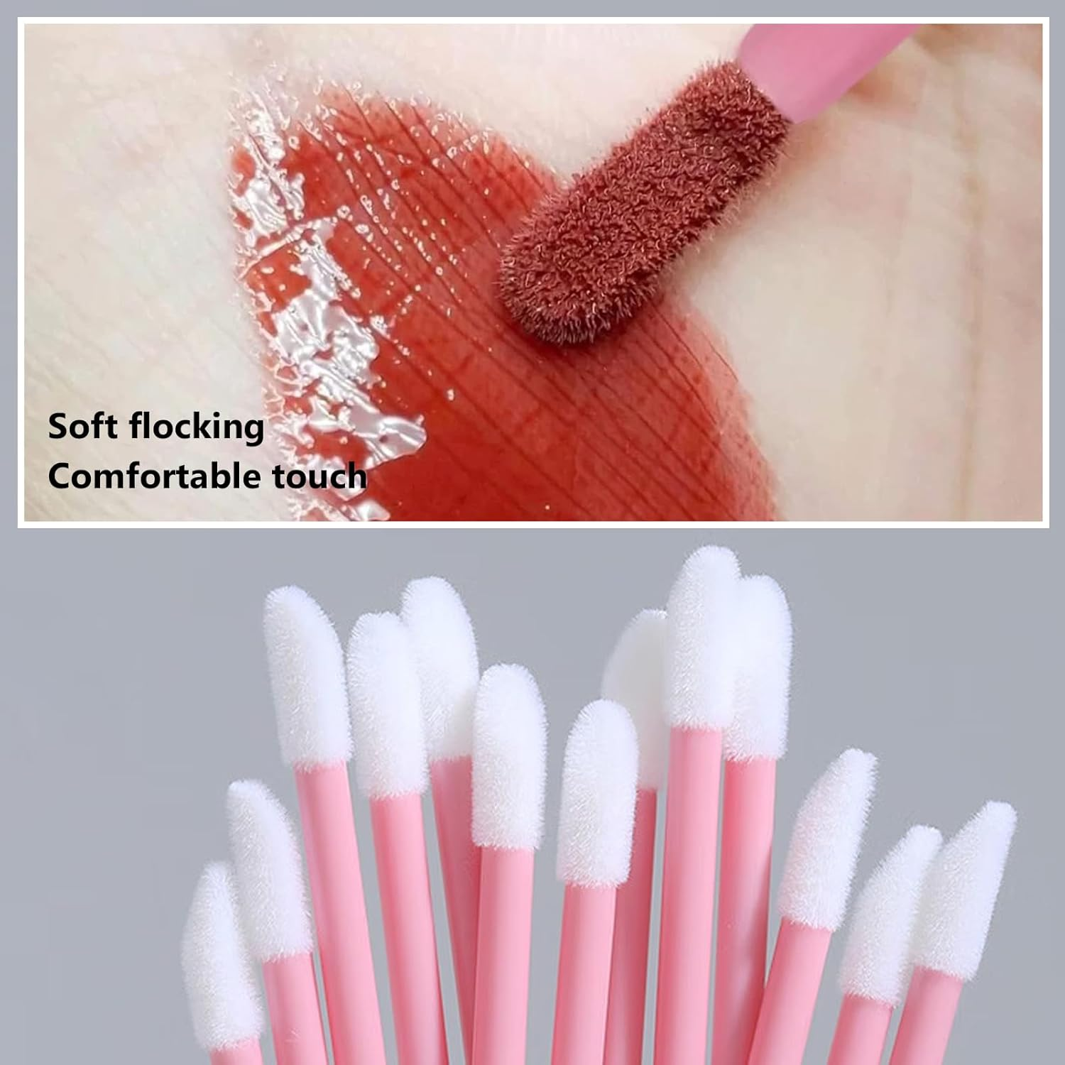 Agwenkui 200 PCS Disposable Lip Brush Wands Lipstick Applicator Lip Gloss Concealer Brushes - Disposable Lip Brush Wands for Lipstick Applicator Makeup Brushes (Hygienic Single Use) image number 2
