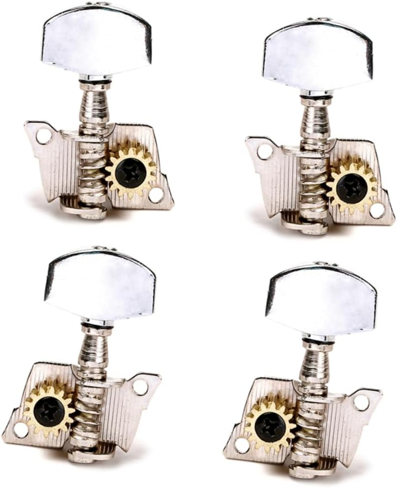 4Pcs Nickel Ukulele Tuning Pegs Machine Heads with Plastic Buttons and Mounting Screws for Beginners and Professional Use image number 4
