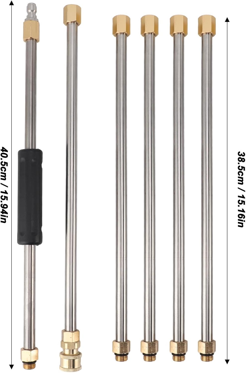 90 Inch Pressure Washer Extension Wand Rod, Power Washer Lance with 1/4 Inch Quick Connect, for Roof, 6Pcs with Stainless Steel and Brass Construction image number 3