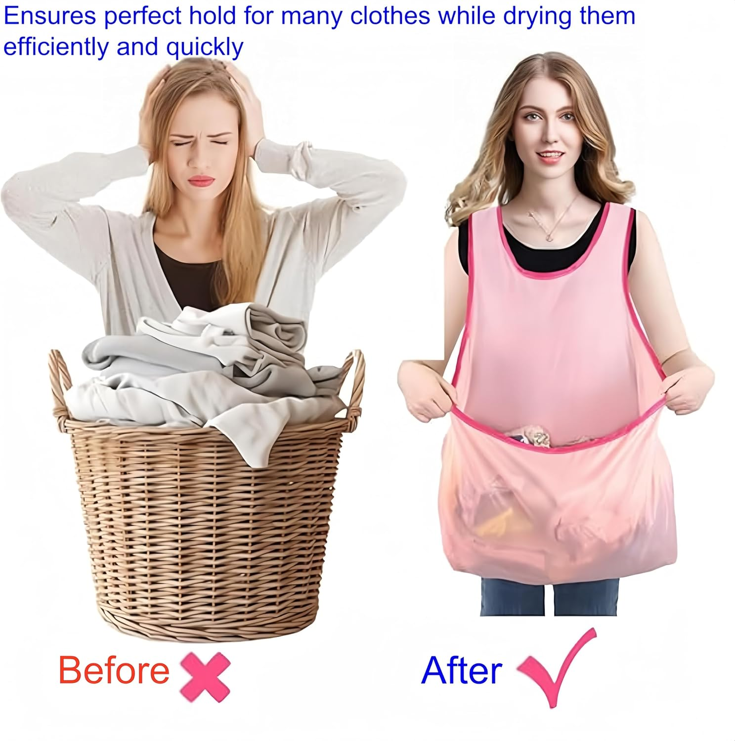 Febohao 2Pcs Laundry Apron Waterproof Apron for Women Laundry Storage Portable Laundry Apron with Pouch image number 6