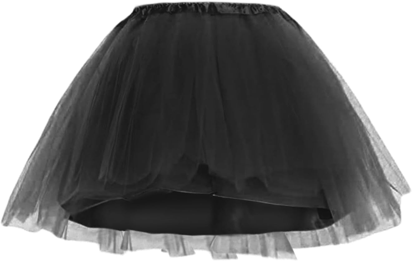 TRADERPLUS Women'S Vintage 1950S Tutu Elastic 3 Layered Tulle Tutu Skirt with Lining, Petticoat Ballet Bubble Dance Skirt Short Pettiskirts