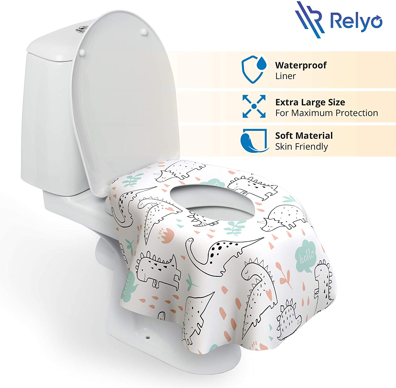 Toilet Seat Covers Disposable - 20 Pack - Waterproof, Ideal for Kids and Adults &ndash; Extra Large, Individually Wrapped for Travel, Toddlers Potty Training in Public Restrooms (Dinosaurs, 20) image number 4