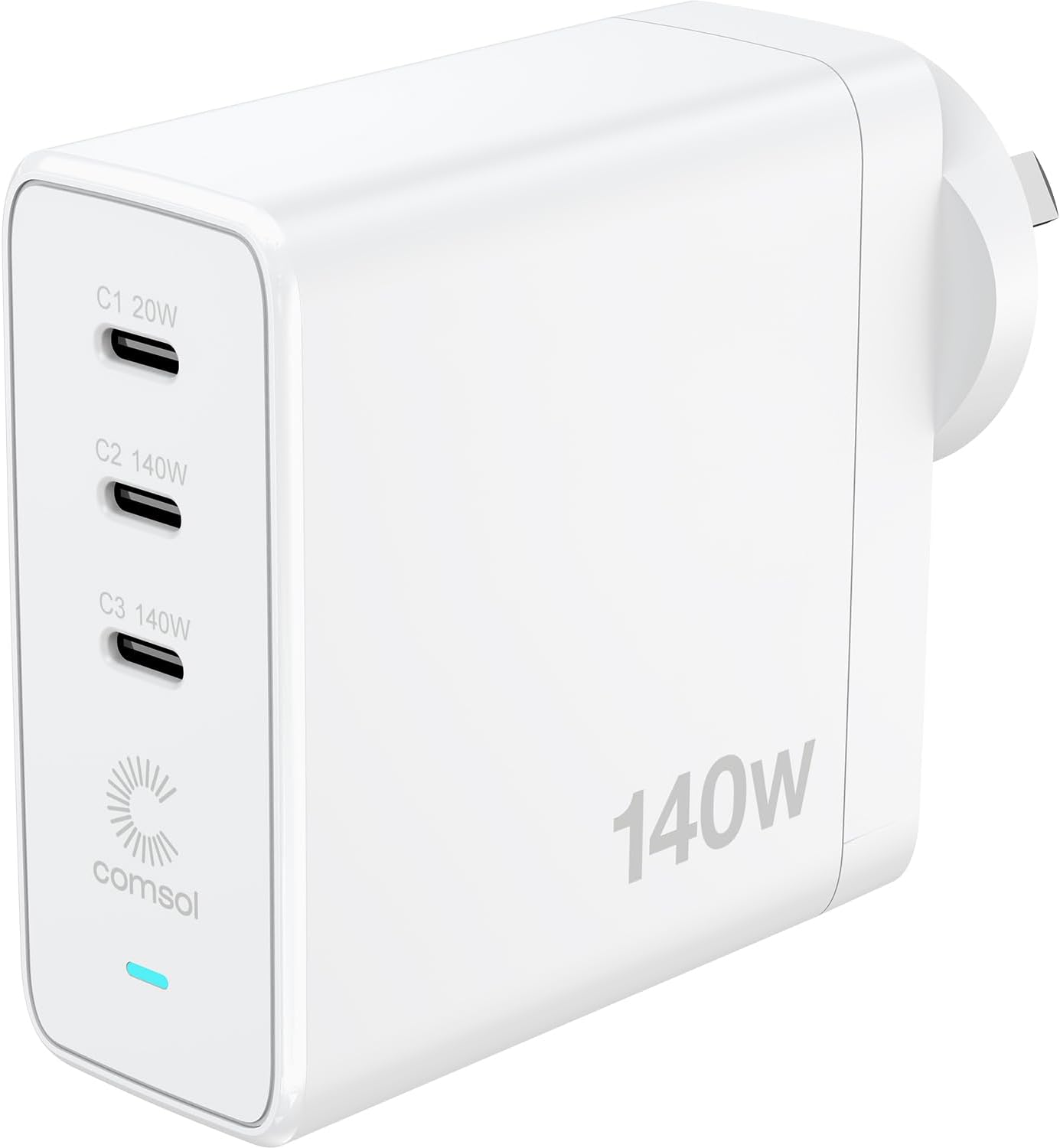 Comsol 140W 3 Port USB-C Gan Laptop Wall Charger