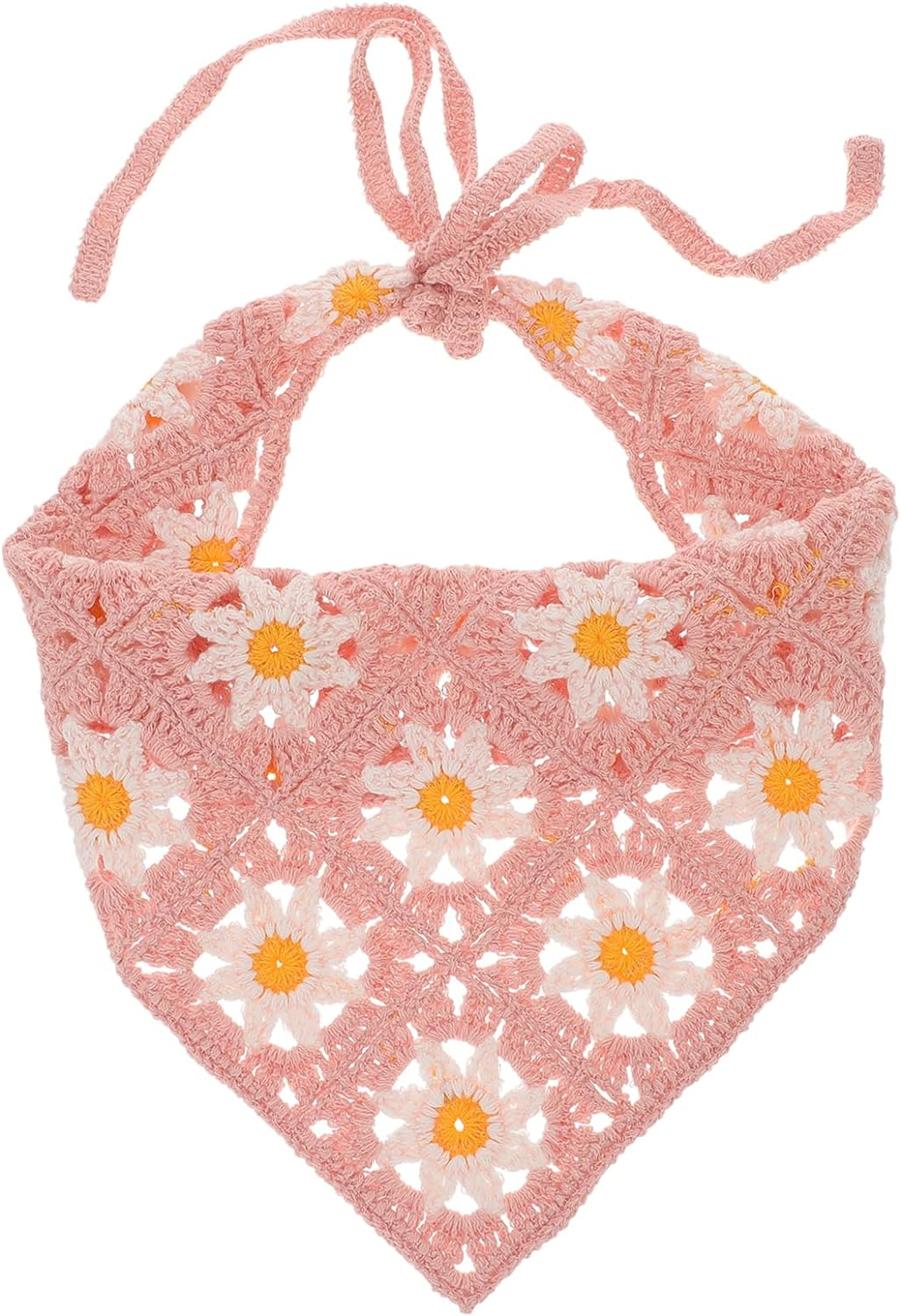 Yardenfun Flower Headscarf Knitted Headband for Women Hairbands Women Flower Head Scarf Cotton Headbands for Floral Crochet Bandana Floral Headbands Satin Lined Turbans for Strap