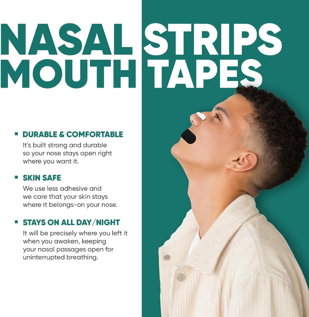 AAZRAA Magnetic Nasal Strips with Mouth Tapes - 30 Days Supply - for Better Sleeping image number 1