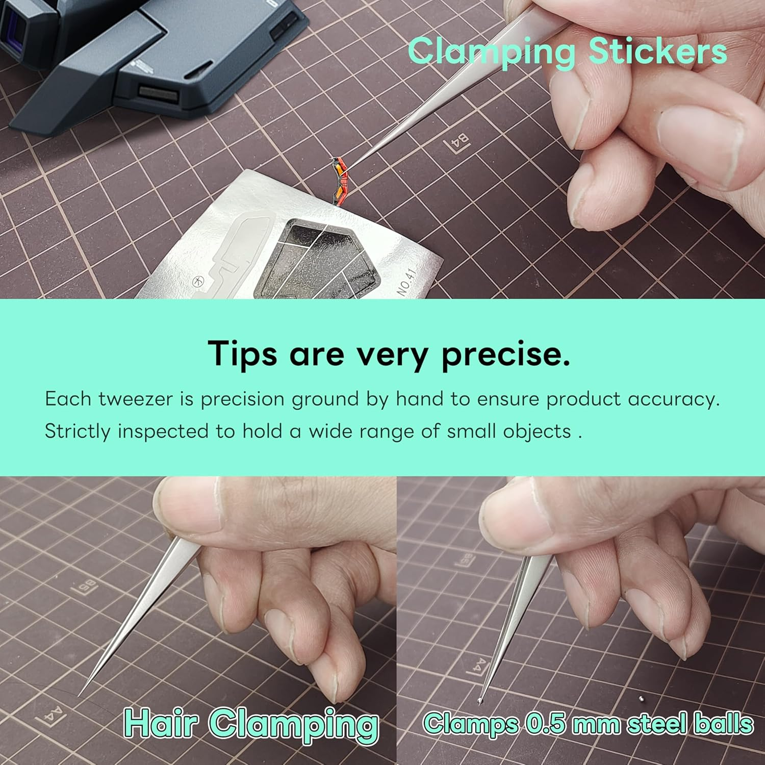 Precision Tweezers Set, Upgraded Anti-Static Stainless Steel of Tweezers image number 2