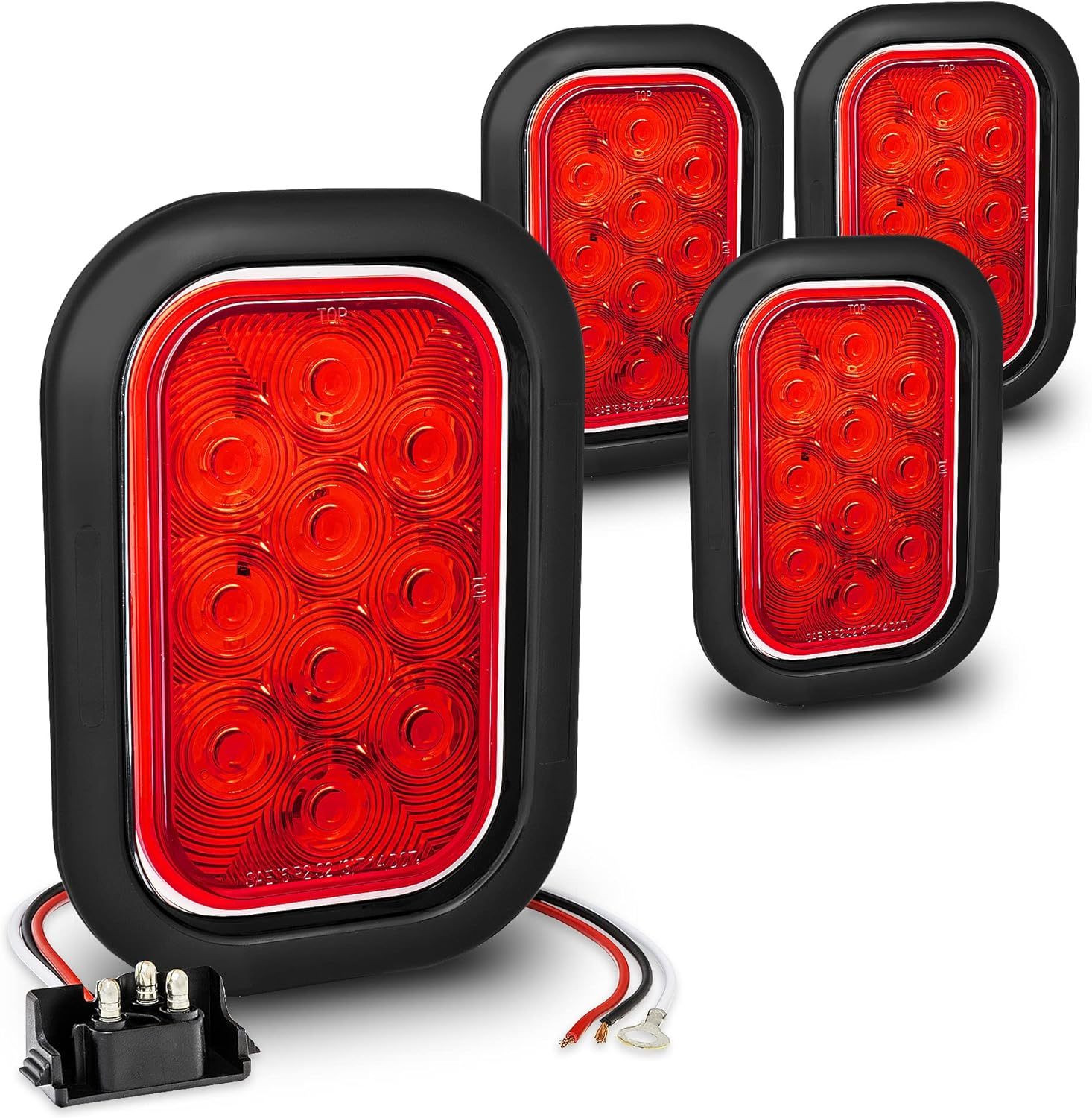 TRUE MODS 2Pc Amber 5X3 3X5 Inch Rectangle LED Trailer Tail Light Kit [DOT FMVSS 108] [SAE I6 P2] [Grommets/Plugs] [Submersible] [Stop Turn Tail Park] [10 LED] Taillight for Tow Truck 80" Wide Trailer