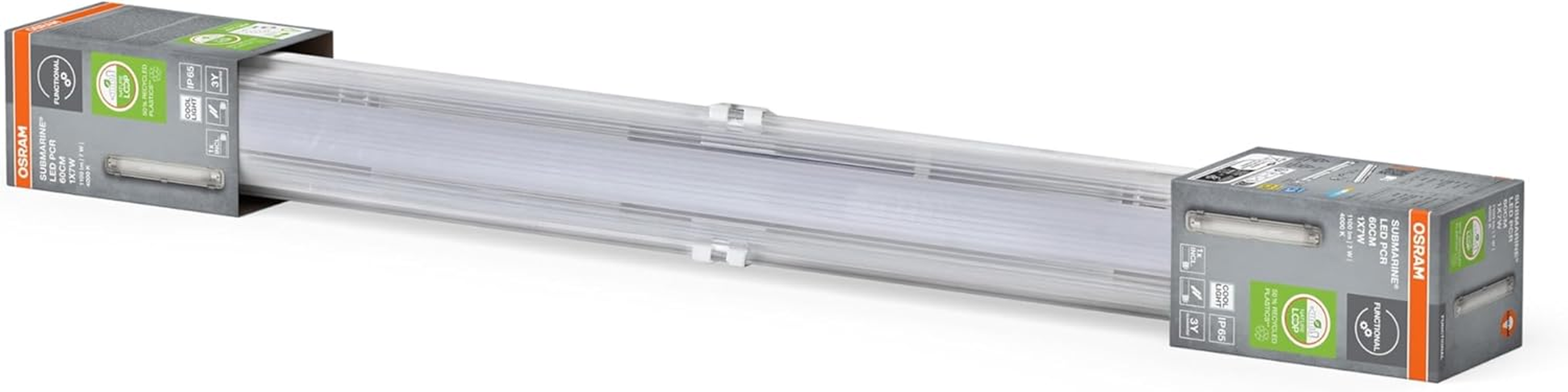 OSRAM Submarine&reg; Nature Loop Wet Room Light with LED Tube, White, 7 W, 800 Lm, Cool White, Dustproof, Jet Proof, 40,000 Hours, Energy Saving, Daylight Sensor, Motion Sensor image number 1