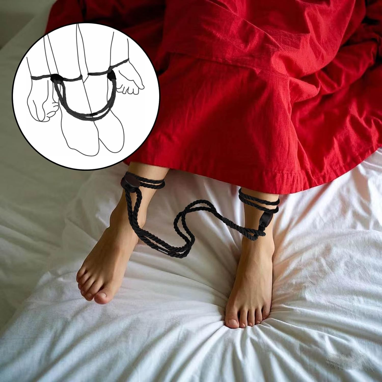 1 Pcs Sex Bondage Rope,Adjustable Rope Restraint Handcuffs and Fetters,Bdsm Fetish Slave Bondage Toy,Sex Game Bondage Rope SM Erotic Beginner,Adult Bondage Rope Sex Games Couple(Black) - Black image number 6