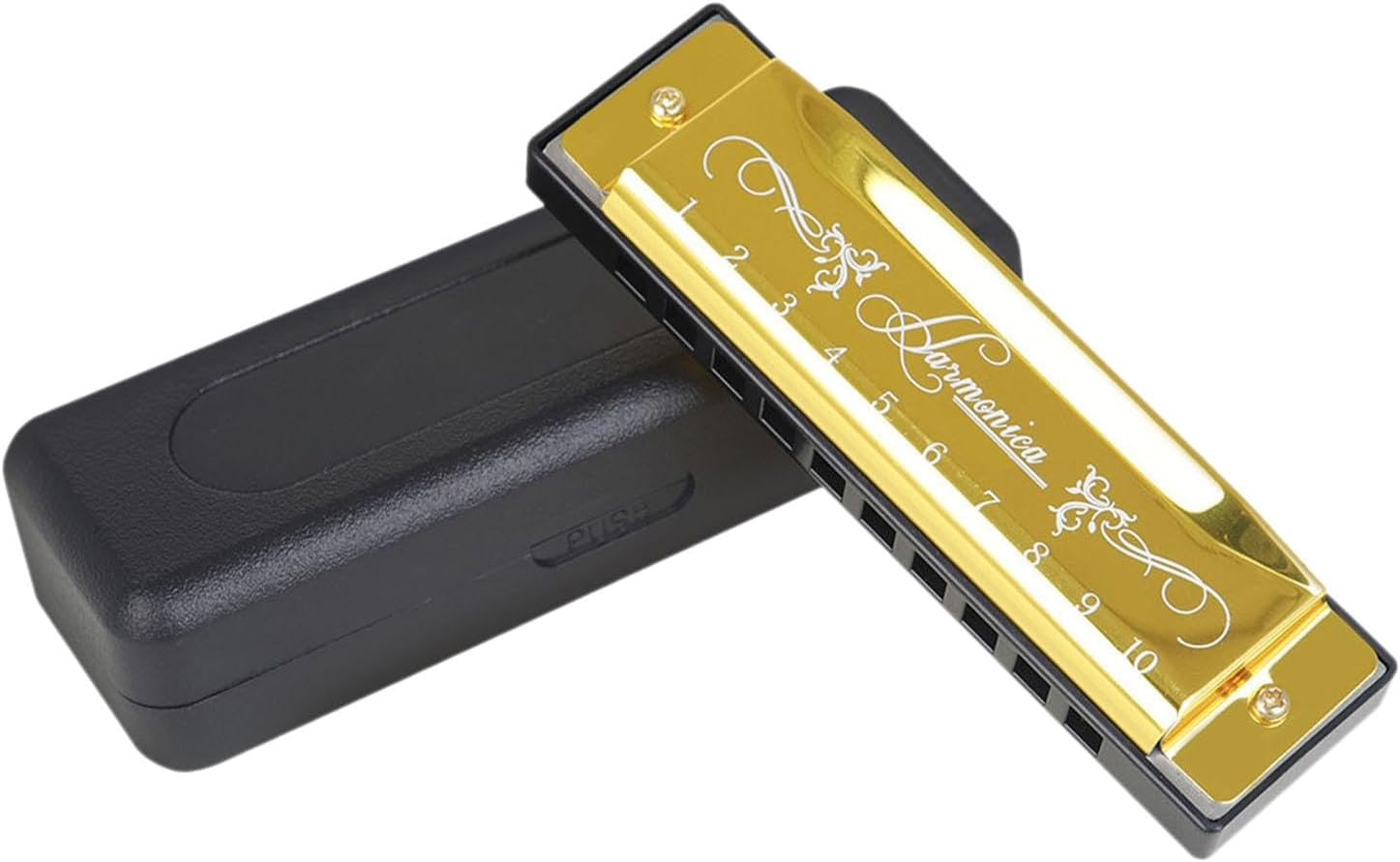 Harmonica Gifts Deluxe Harmonica 10 Holes 20 Melodies C Key for Home Stage Performance Men Kids Player, Rose Gold