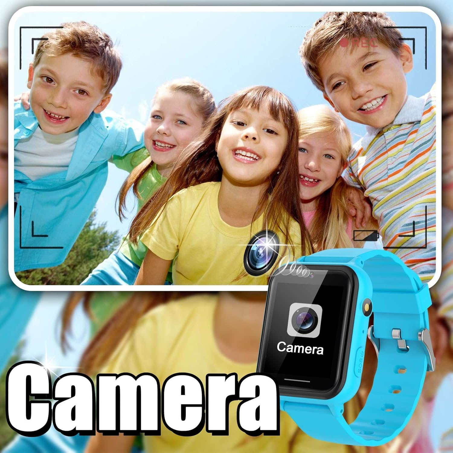 PTHTECHUS Smart Watch for Kids - Boys Girls Smartwatch with 2 Way Phone Need 2G SIM to Call SOS Games Music MP3 Player HD Selfie Camera Calculator Alarm Timer 12/24 Hours for 4-15 Years Old Students