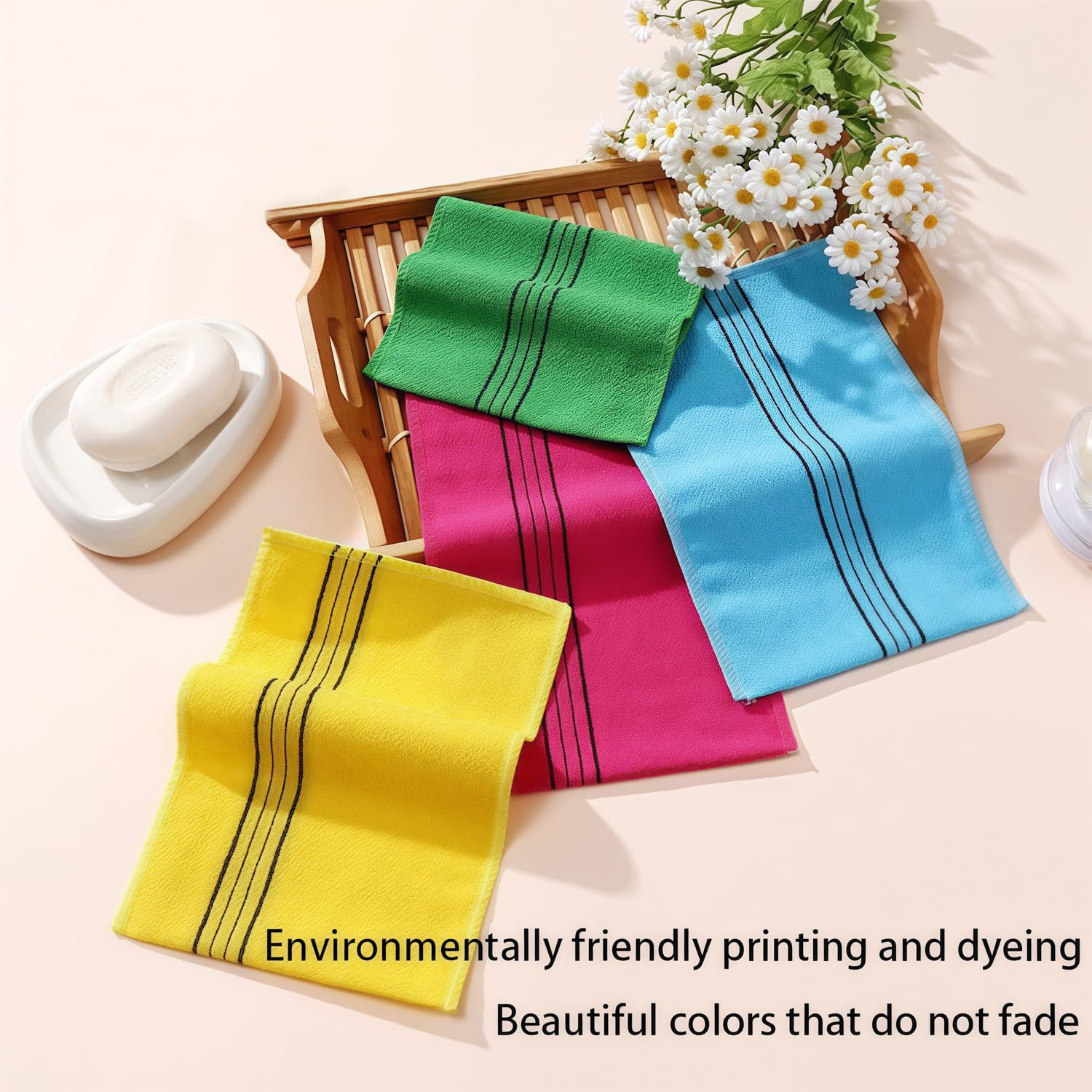 Korean Exfoliating Mitt for Remove Dead Skin Viscose Deep Exfoliating Gloves - Great for Body Scrub, Keratosis Pilaris and Self Tanning. Easily Smooth Skin Surface Dead Skin Exfoliating Gloves image number 1