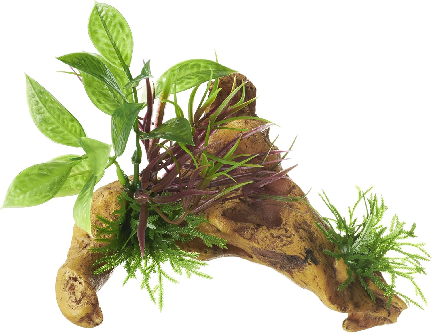 GEX Gex Healing Waterscape Driftwood with Aquatic Plants Needle Aquarium Ornament Realistic Looking Artificial Driftwood image number 1