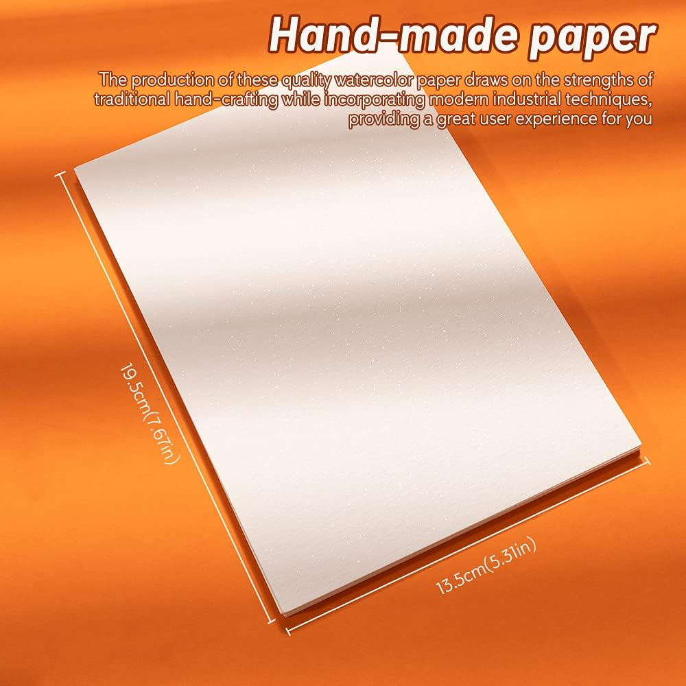 Paul Rubens Art Supplies Watercolor Paper 100% Cotton Rag with Glitter Sparkling Effect, Acid-Free Paper 140Lb/300Gsm for Wet & Dry Mixed Media, 20 Sheets (7.67"X 5.31", Cold Press) image number 5