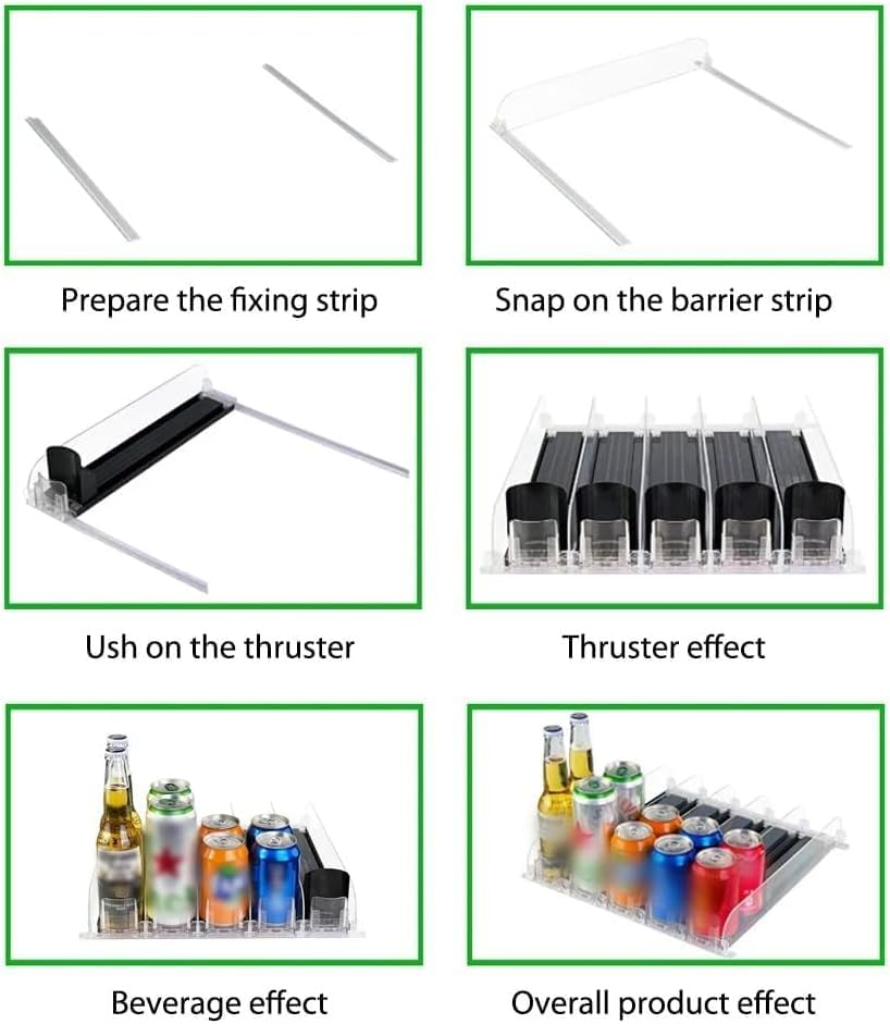 Mtxorvix Drink Organizer for Fridge, 5 Rows Soda Can Dispenser for Refrigerator, Automatic Glide Organizer for Refrigerator, Width Adjustable Drink Dispenser, Self - Pushing Soda Can Dispenser (Black) image number 5