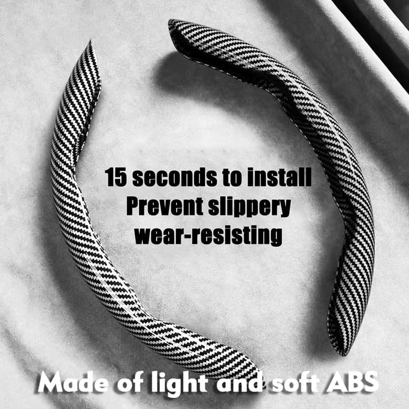 JZS 3 Piece Carbon Fiber Steering Wheel Cover anti Slip Snap on Grip for 15 Inch Universal Car Matte Black image number 1