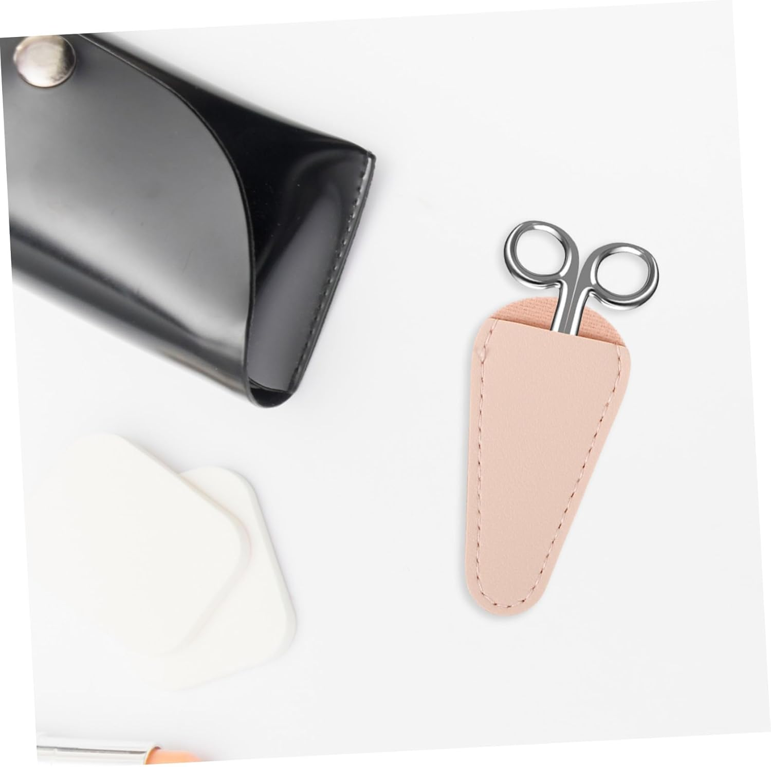 MUCKLILY 4Pcs Nail Clipper Protective Covers Cuticle Nipper and Tweezers Caps Compact Stylish PU Leather Soft Sleeve for Manicure Tool Protection image number 4