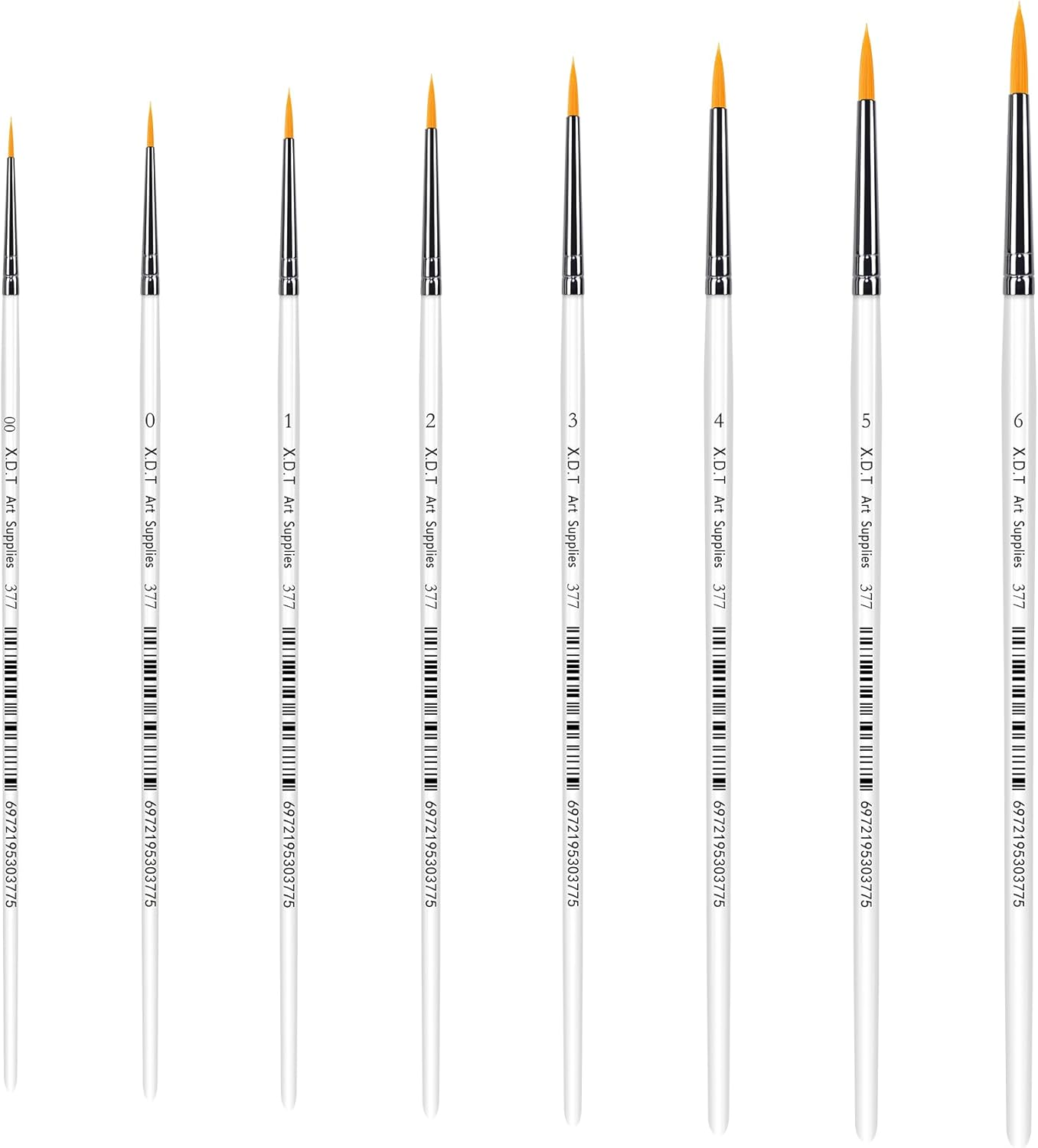 XDT#830 Rigger Artist Paint Brush 6 Piece Set Extra Long Fine Point Liner Tip #000#00#0#1#2#3, Scale Models Nail Acrylic Oil Watercolor image number 5