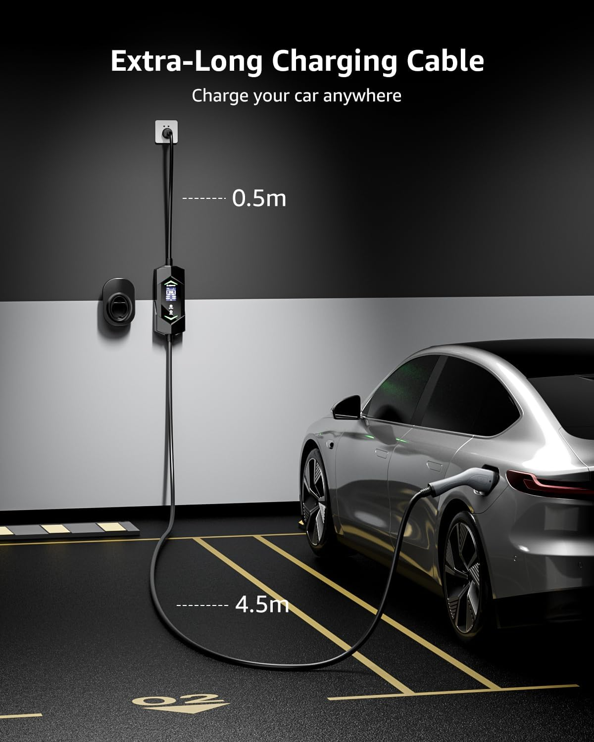 Bokman Type 2 EV Charger, Mode 2 | 10A/15A Adapter | 6A-15A Adjustable Current | 5 Meter, Electric Vehicle Car Type 2 Charging Cable image number 2