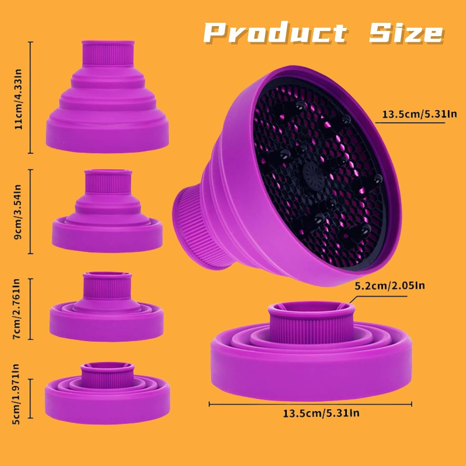 Curly Hair Diffuser, Universal Diffuser for Dryer, Diffuser for Hair Dryer, Universal Folding Hair Diffuser, Silicone Dryer Diffuser, Foldable Silicone Diffuser for Hair Dryer image number 3