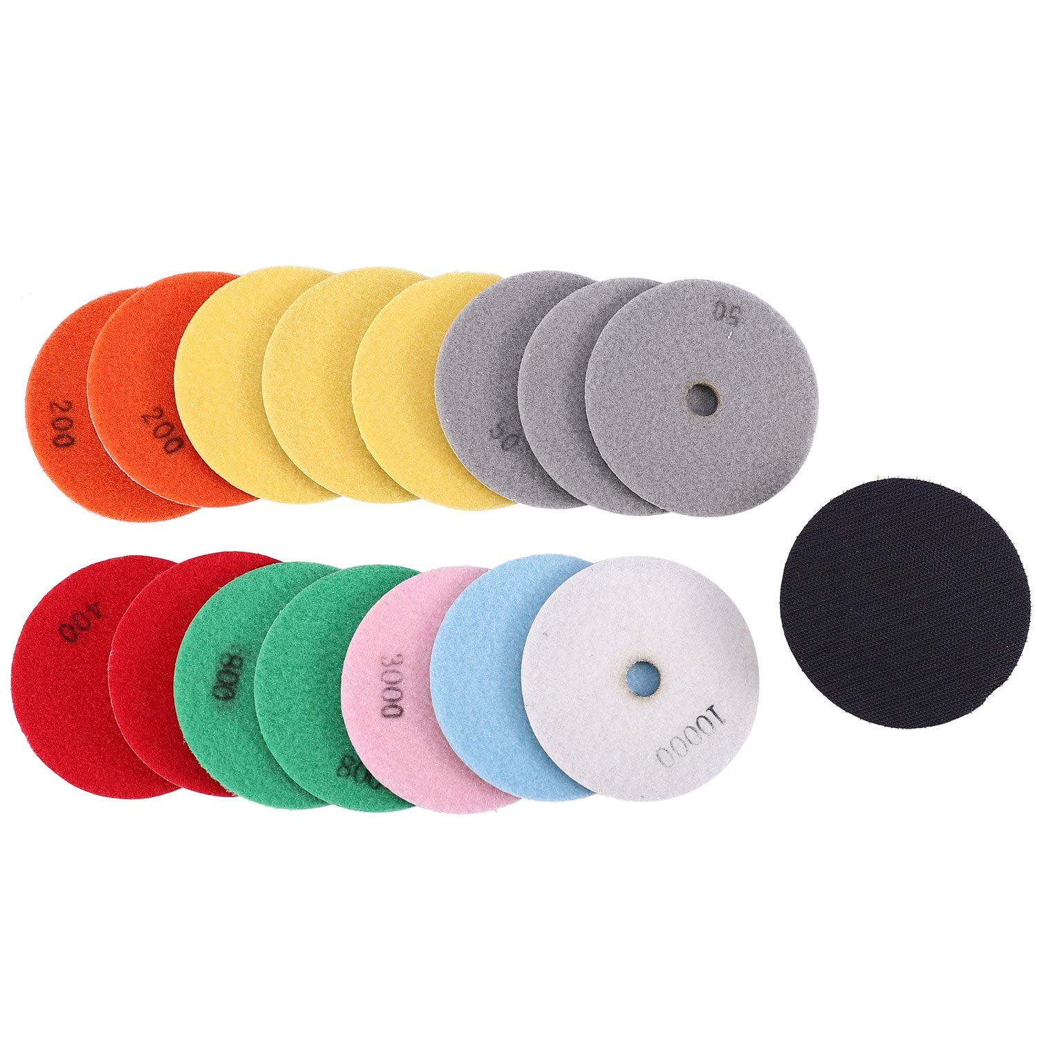 16Pcs Polishing Pads Kit 4 Inch 100Mm Wet/Dry for Stone Concrete Marble Polishing Use Grinding Discs Set image number 5