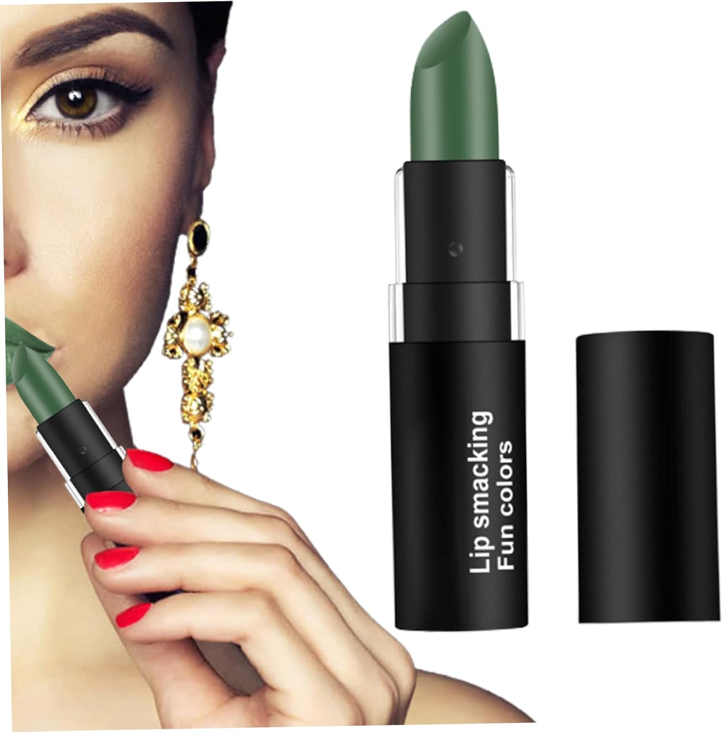 Lip Stick, Matte Lipstick Waterproof Long Lasting Velvet Lipstick Non-Stick Cup Not Fade Lip Portable Moisturizing Lipsticks Gloss for Halloween Themed Makeup Olive Green