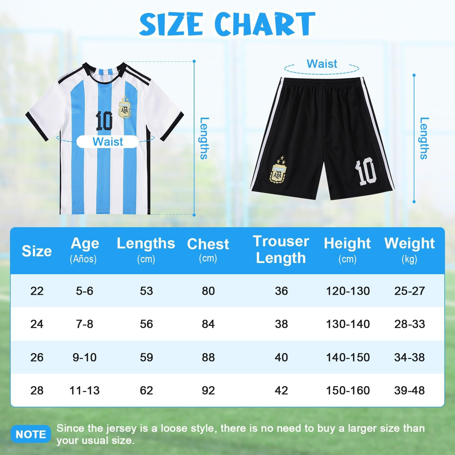 Slowton Youth Soccer Jersey - 2 Piece Kids T-Shirt Shorts Set, #10 Junior Jersey Kids Size, Soccer Tracksuit Uniform Set image number 6