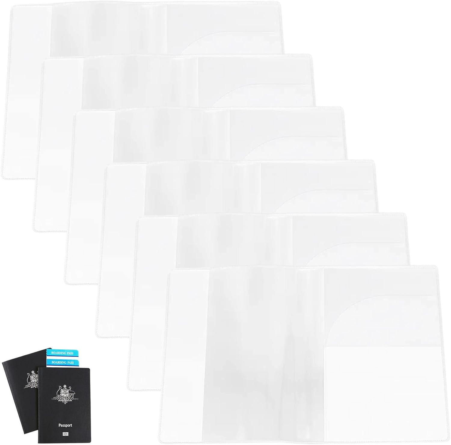 Passport Sleeve, 6 Pack Clear Passport Cover with Card Slots, Travel Passport Holder for Organising ID and Credit Cards, 18.5 X 13.5 Cm image number 4