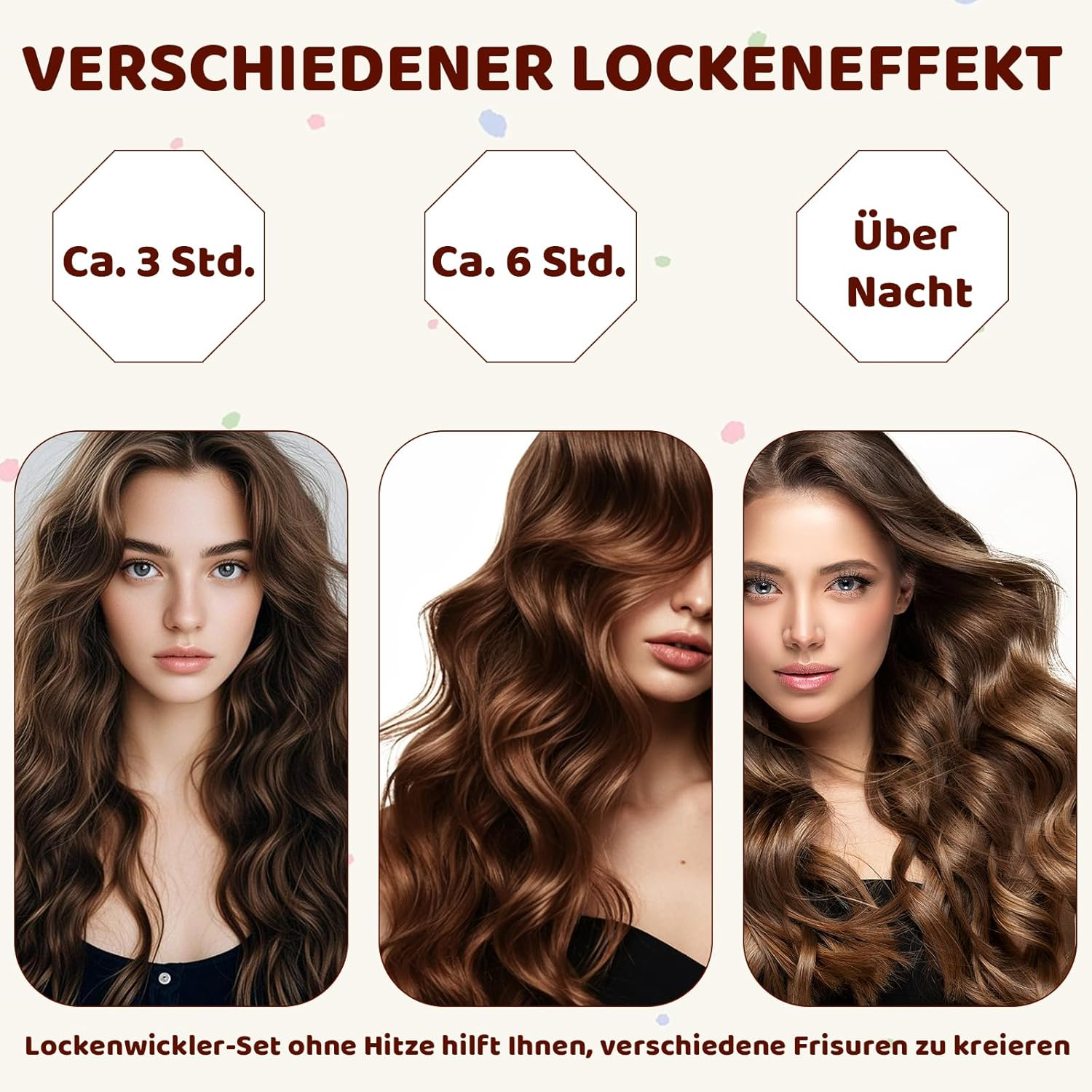 Overnight Hair Rollers, 6 Papilots for Heatless Curls, Blowout Hair Overnight without Heat, Hair Rollers for Voluminous Curls, Durable and Comfortable