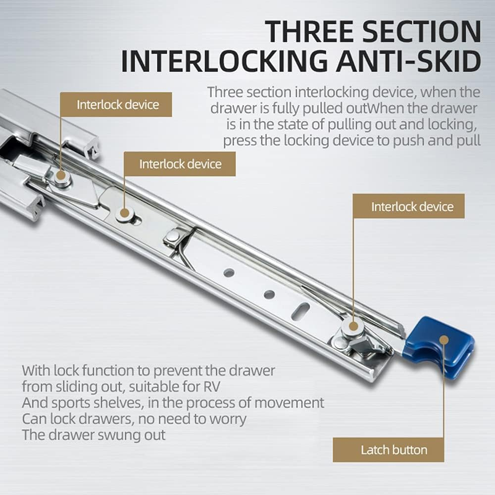 TRUSLIDE&reg; Locking Drawer Slides 550Mm (1100Mm Extended) 125KG Heavy Duty Draw Slide image number 3
