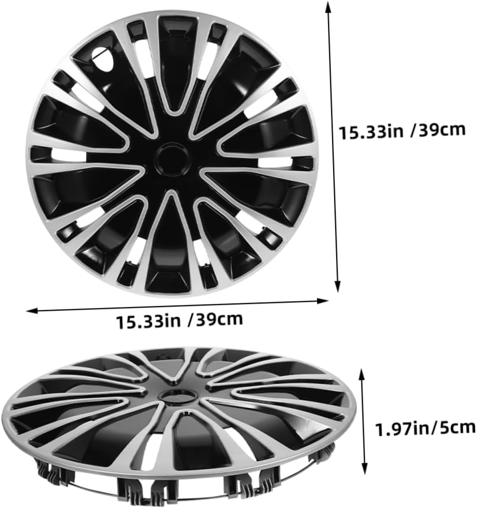 GRIRIW 12 Inch Wheel Hub Covers 2Pcs Silver Black Decorative Car Hubcaps Universal Rim Covers Automotive Wheel Rim Caps for Cars Accessories image number 1
