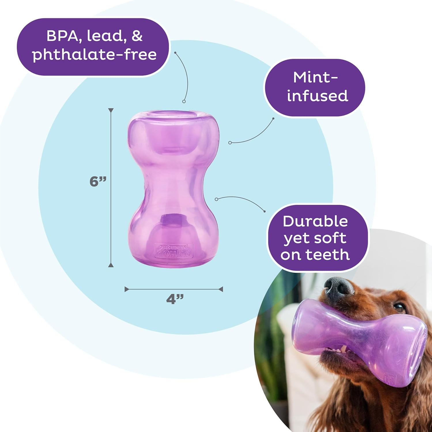 Outward Hound Double Snoop Interactive Treat Stuffer Durable Dog Toy, Dog Treat Toy, Purple image number 6