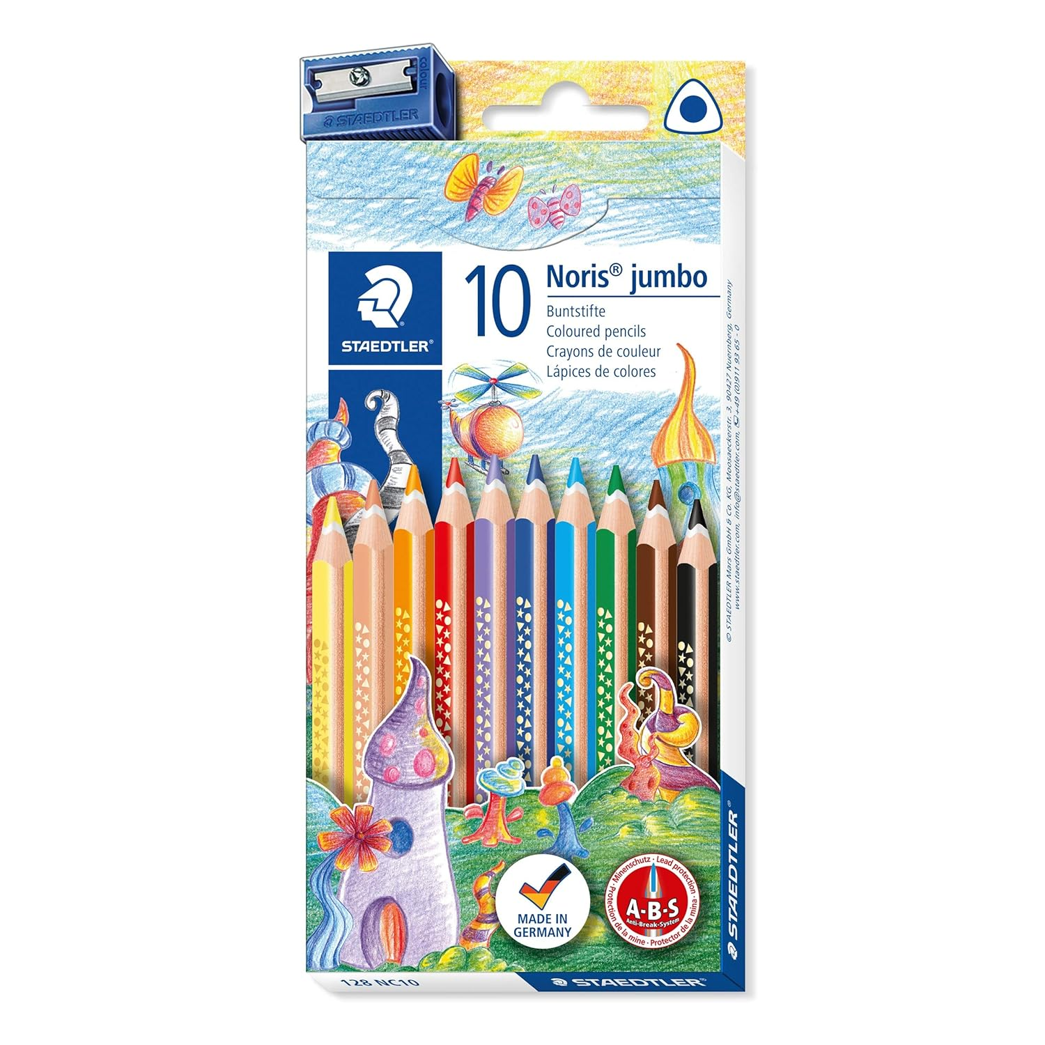 STAEDTLER Noris Club Jumbo 128 NC10 Colouring Pencils, Set of 10 Brilliant Colours image number 4