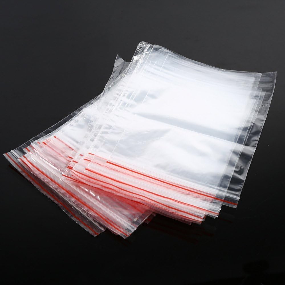 100Pcs Clear Plastic Ziplock Bags Resealable Poly Food Storage Packing Bags for Jewelry, Candy, Nut (12Cm*17Cm)