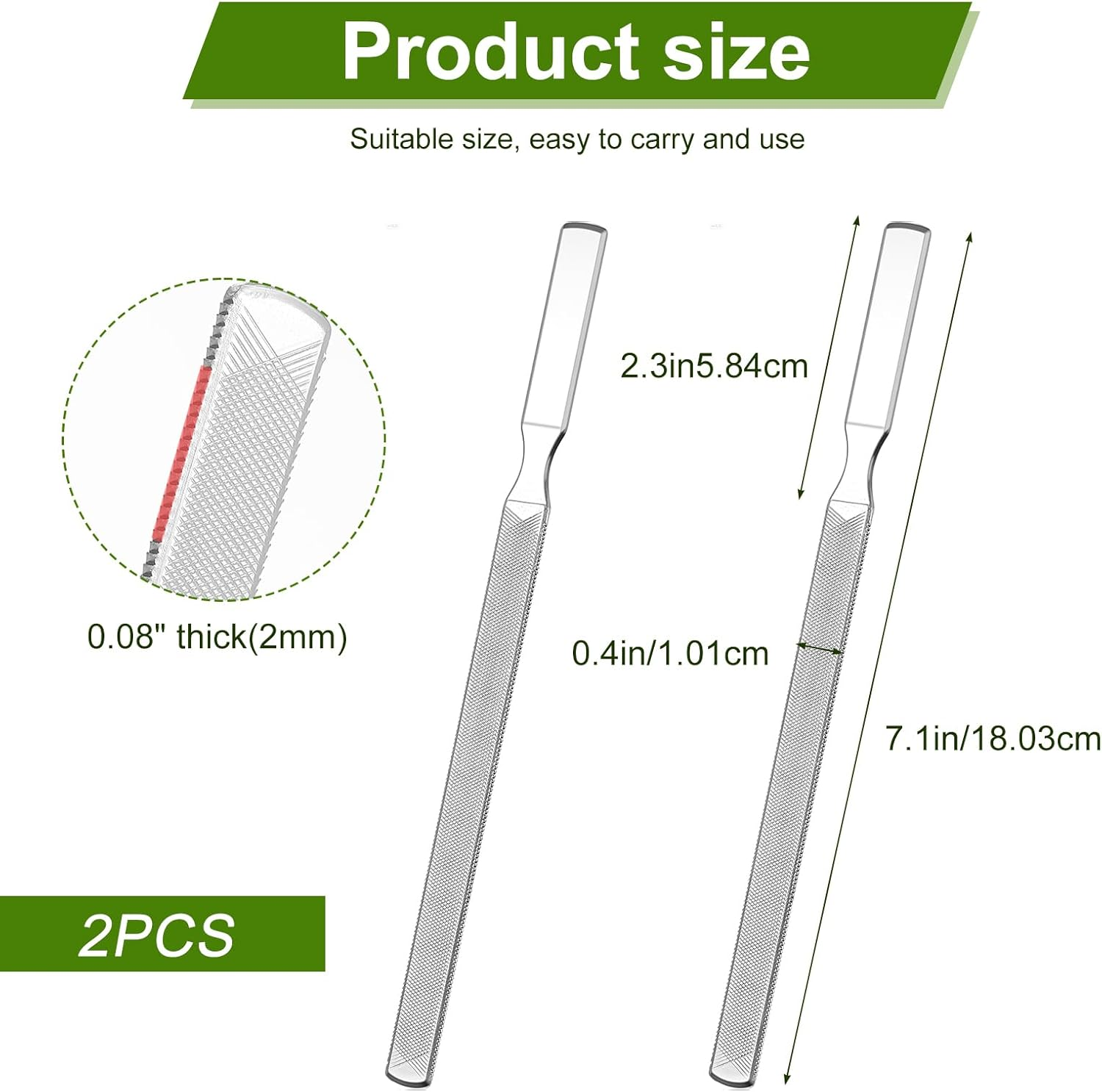 2Pcs Thick Toenail File for Men Stainless Steel Naill Files Toe File for Thick Nails Heavy Duty Toe Nails Filer Metal Toenail Files for Men Women, Manicure Pedicure Tool, 7&rdquo; Long image number 6