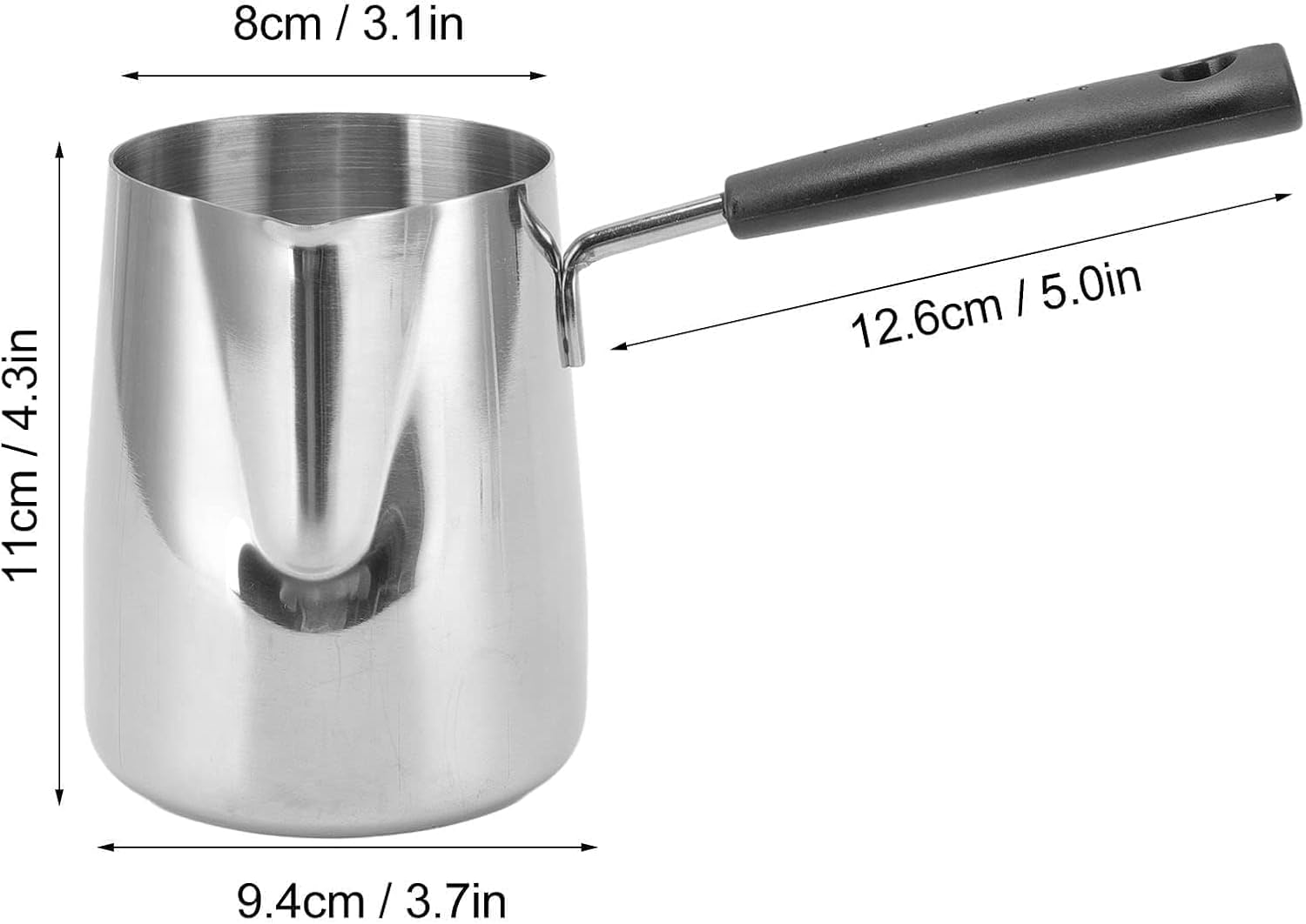 Turkish Coffee Pot, 600Ml/20Oz Stainless Steel Coffee Warmer Pot Butter Warmer Milk Warmer Pot Turkish Tea Pot Espresso Coffee Decanter Mini Saucepan with Spout Milk Pot image number 5